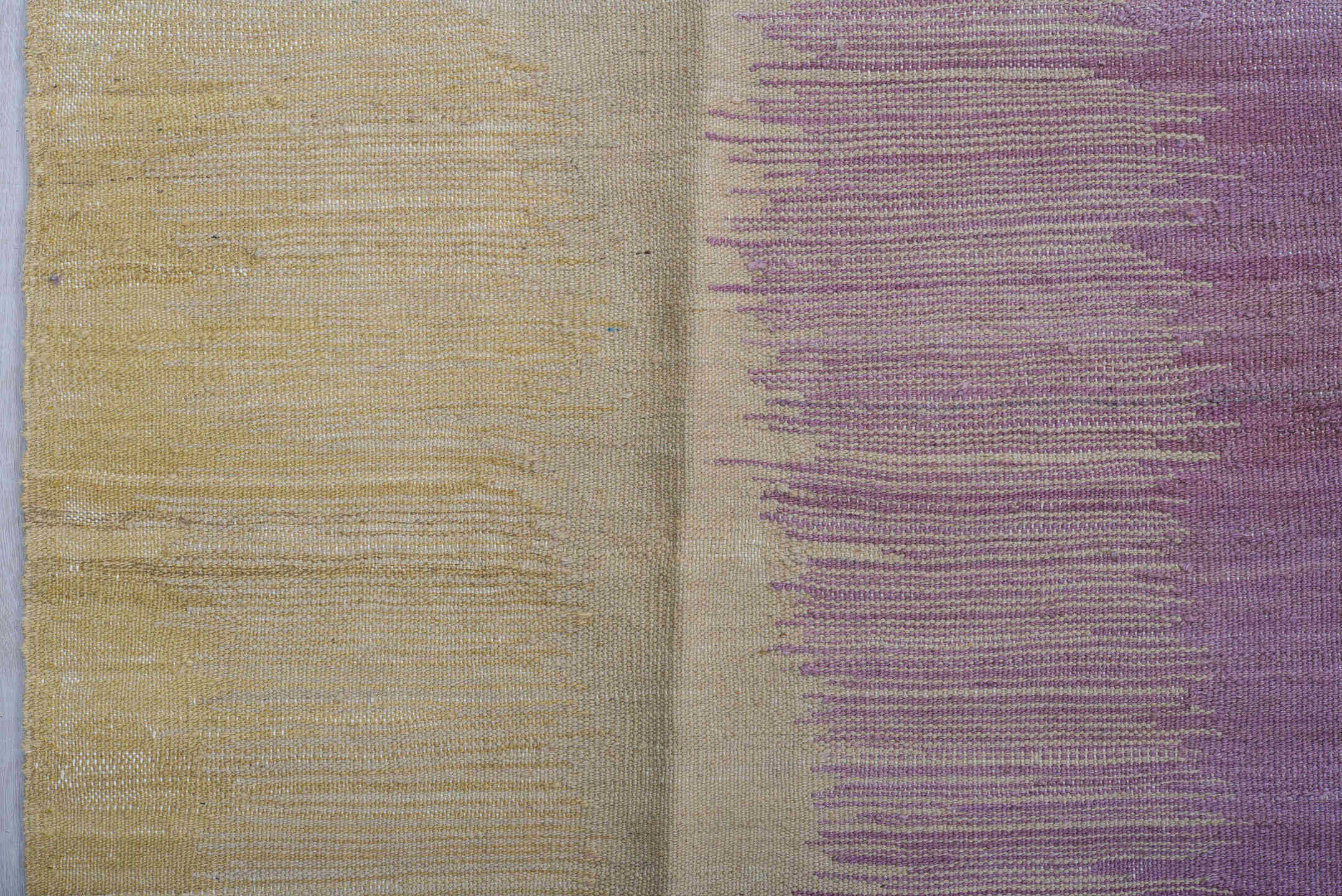 8' x 12' one-of-a-kind handmade vintage Kilim large size rug. Color palette: ivory, rose, lavender, coral, crimson, beige
