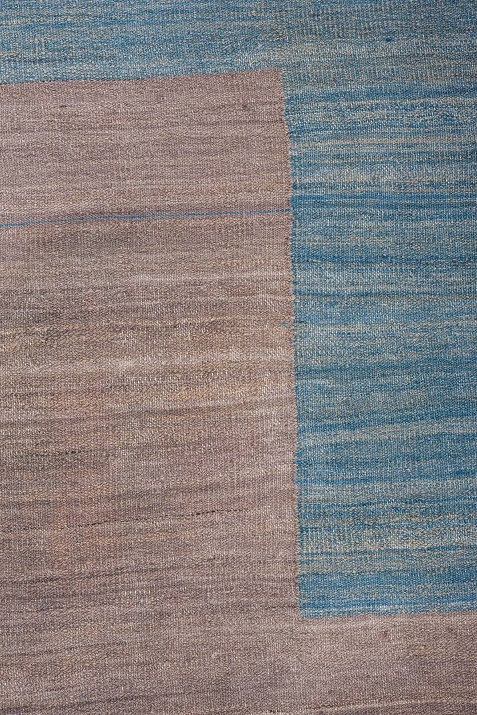 8' x 11' one-of-a-kind handmade vintage Kilim large size rug. Color palette: taupe, sky blue, charcoal, ivory, beige, gray