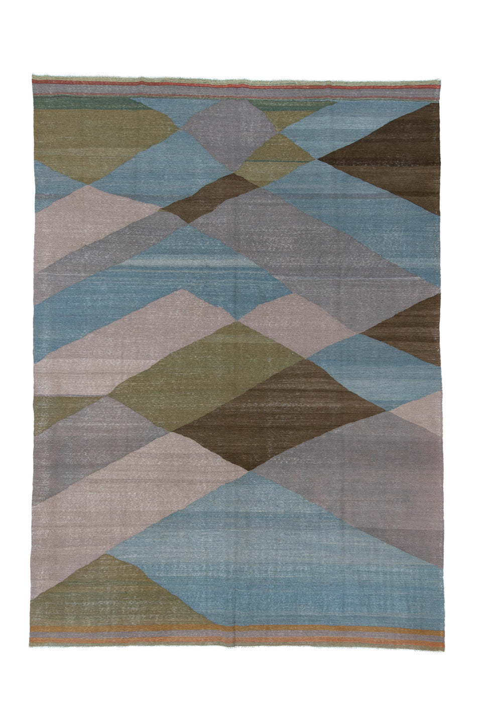 9' x 12' one-of-a-kind handmade vintage Kilim large size rug. Color palette: brown, dark gray, dim gray, gray, light gray