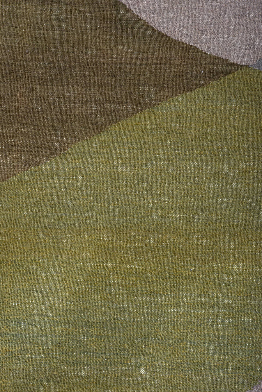 9' x 12' one-of-a-kind handmade vintage Kilim large size rug. Color palette: sky blue, taupe, olive, brown, blush, rust