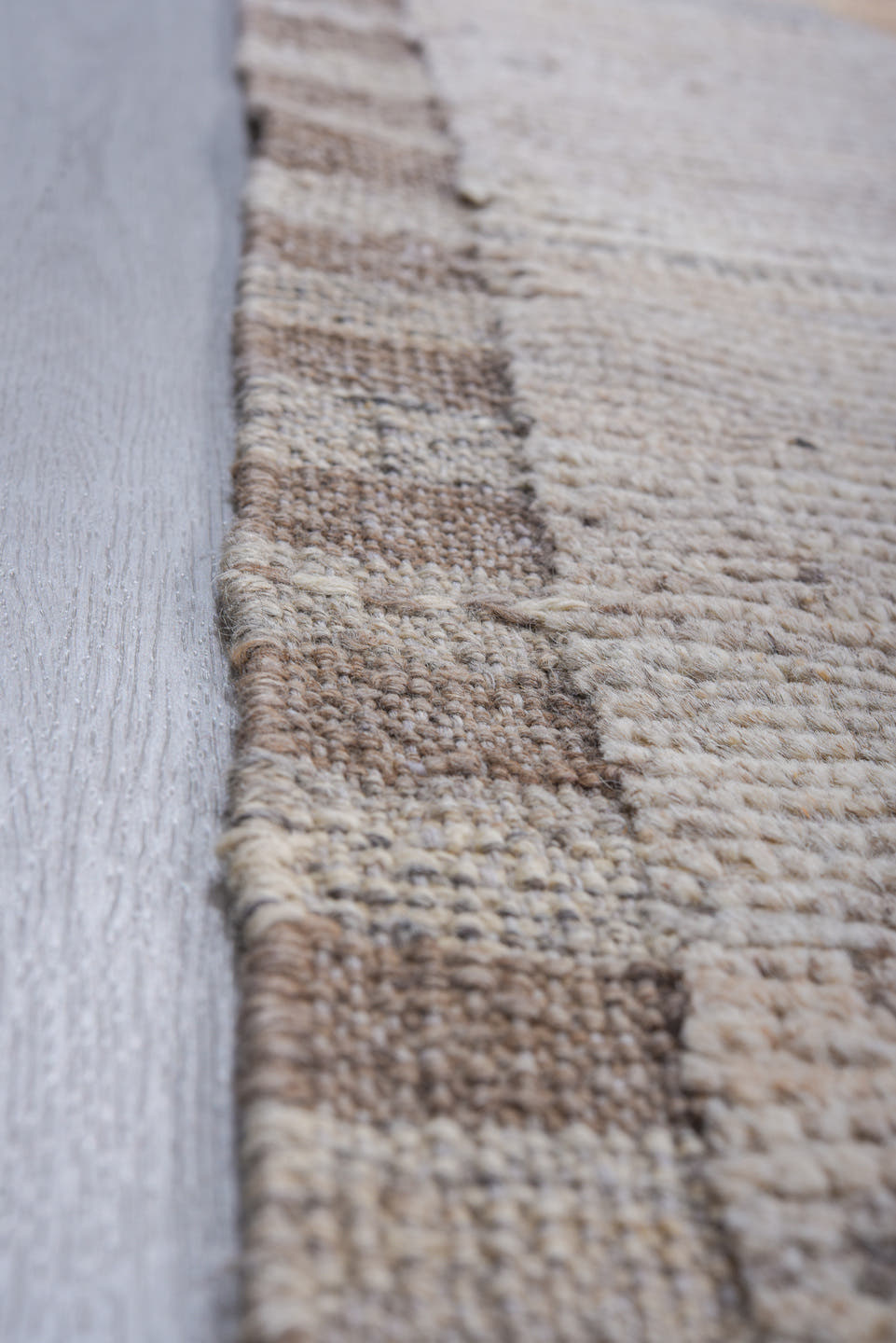 9' x 12' one-of-a-kind handmade vintage Tulu large size rug. Color palette: gray, ivory, sky blue, turquoise, coral, sand