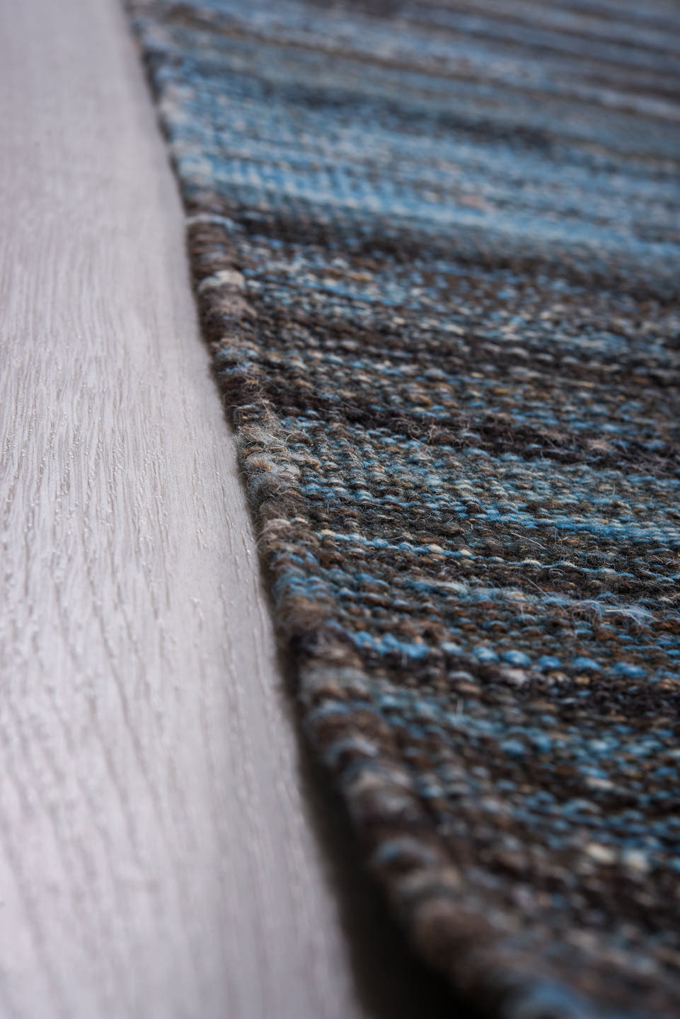 10' x 14' one-of-a-kind handmade vintage Kilim large size rug. Color palette: blue, charcoal, slate, ivory, gray, black
