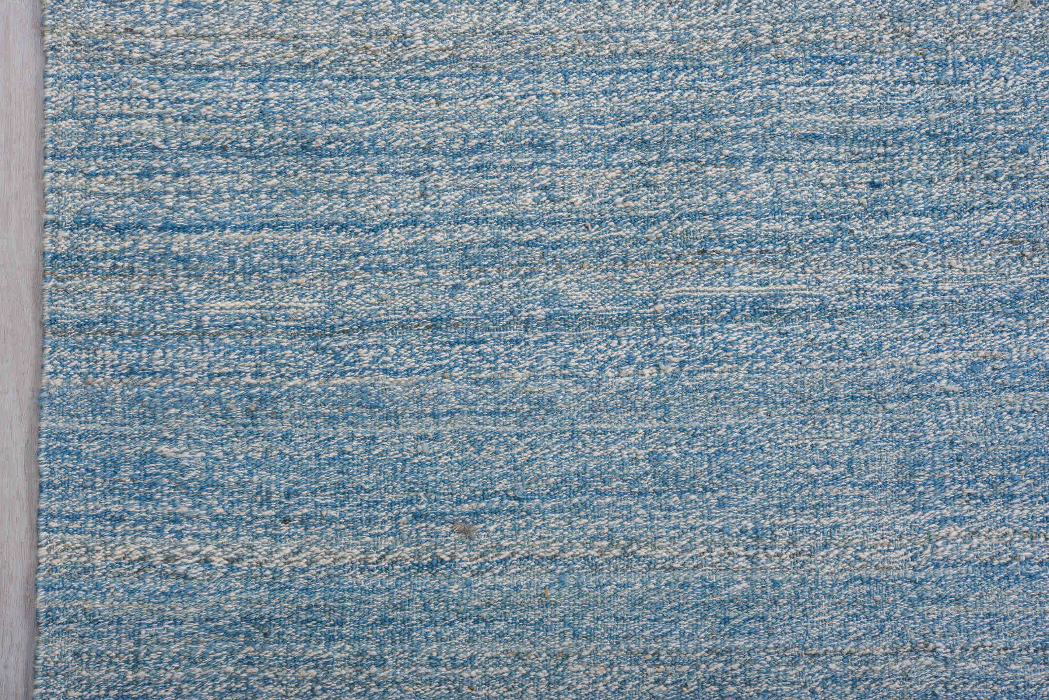 10' x 14' one-of-a-kind handmade vintage Kilim large size rug. Color palette: sky blue, powder blue, ice blue, ivory