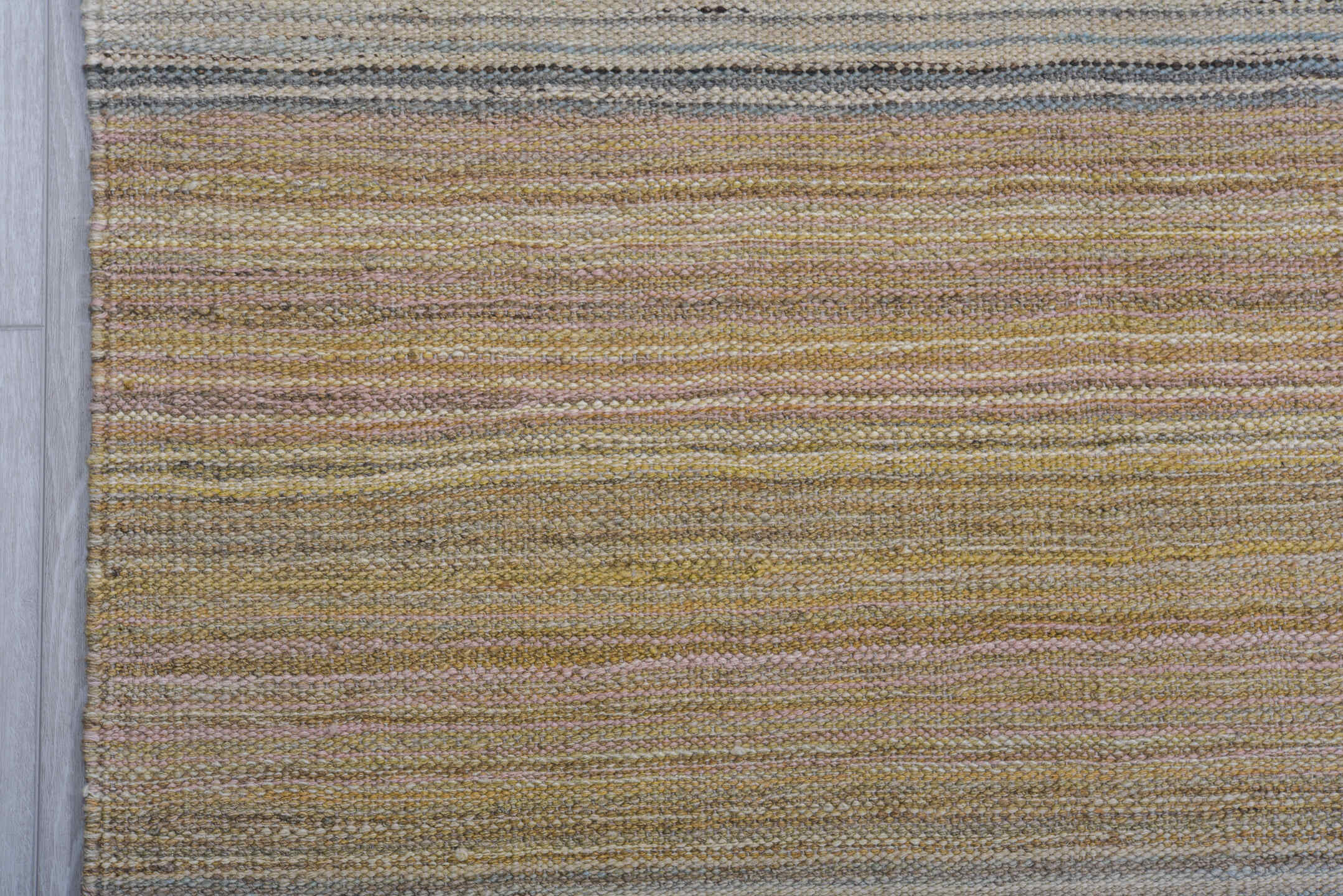 10' x 14' one-of-a-kind handmade vintage Kilim large size rug. Color palette: black, charcoal, dim gray, gray, light blue