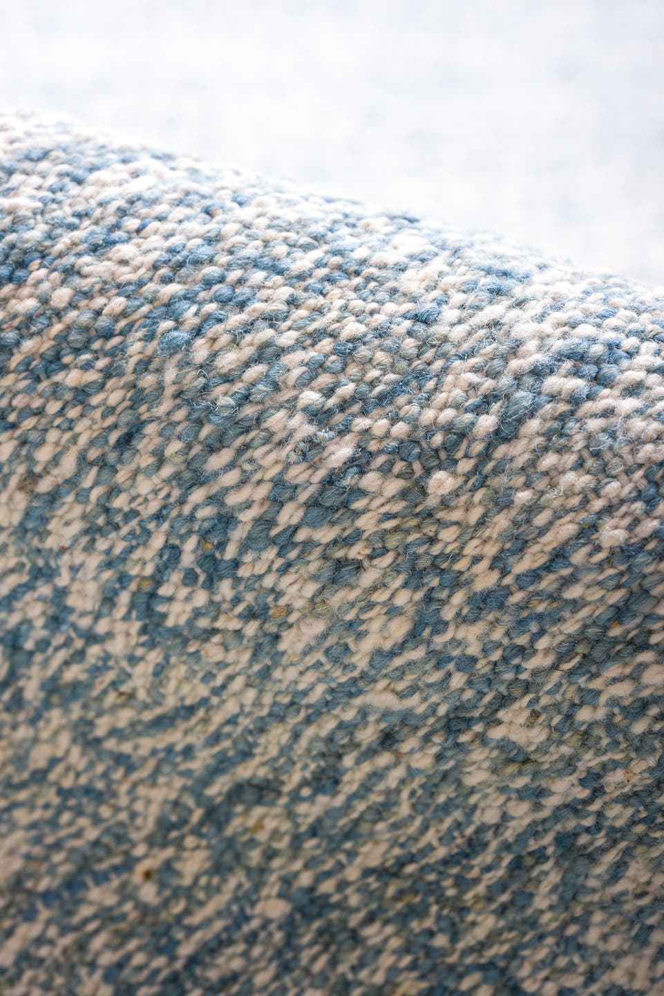 8' x 12' one-of-a-kind handmade vintage Kilim large size rug. Color palette: sky blue, powder blue, ivory, light blue
