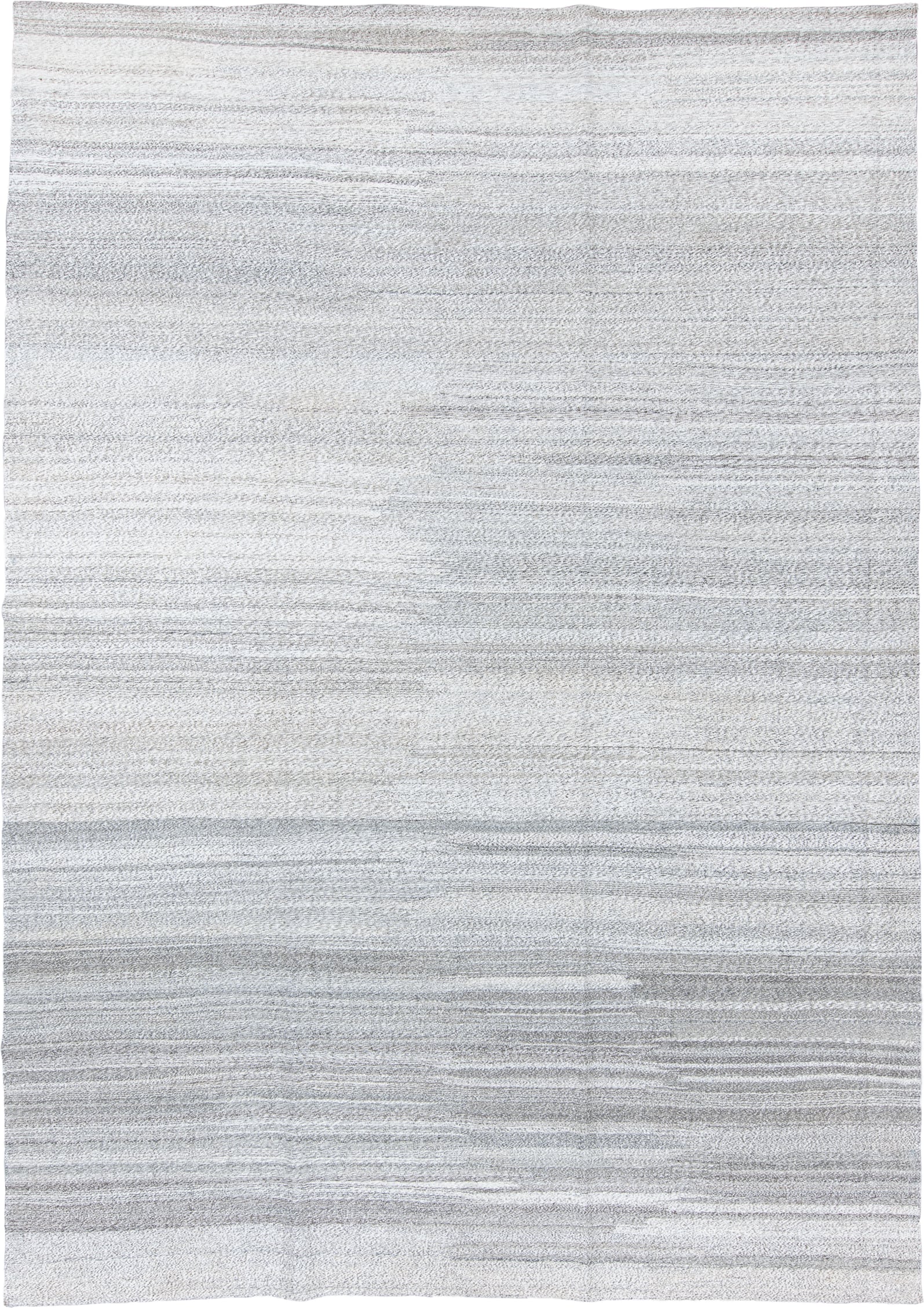 10' x 14' one-of-a-kind handmade vintage Kilim large size rug. Color palette: ivory, light gray, silver, taupe, gray, beige