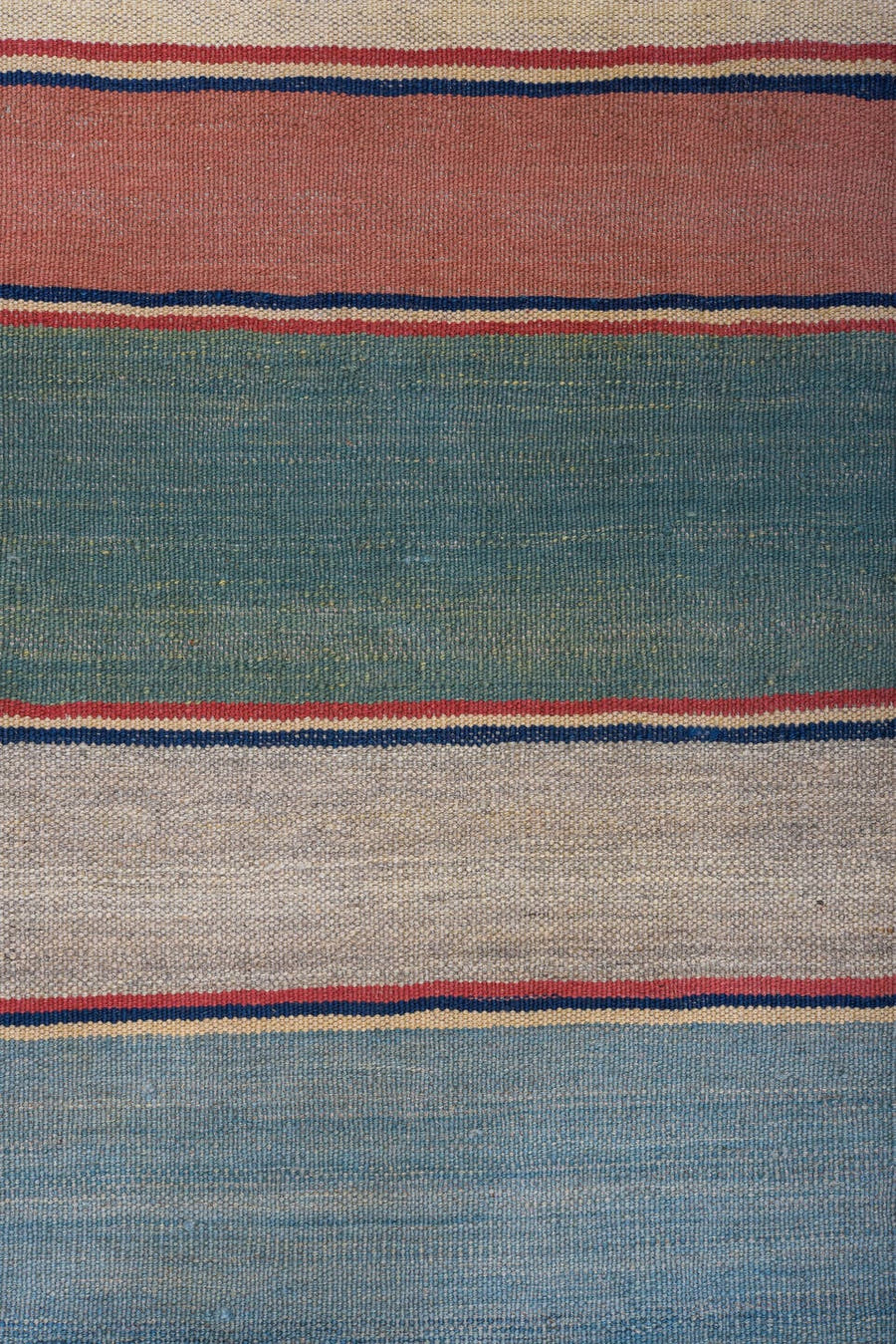 8' x 11' one-of-a-kind handmade vintage Kilim large size rug. Color palette: ivory, sky blue, rose, teal, navy, gray