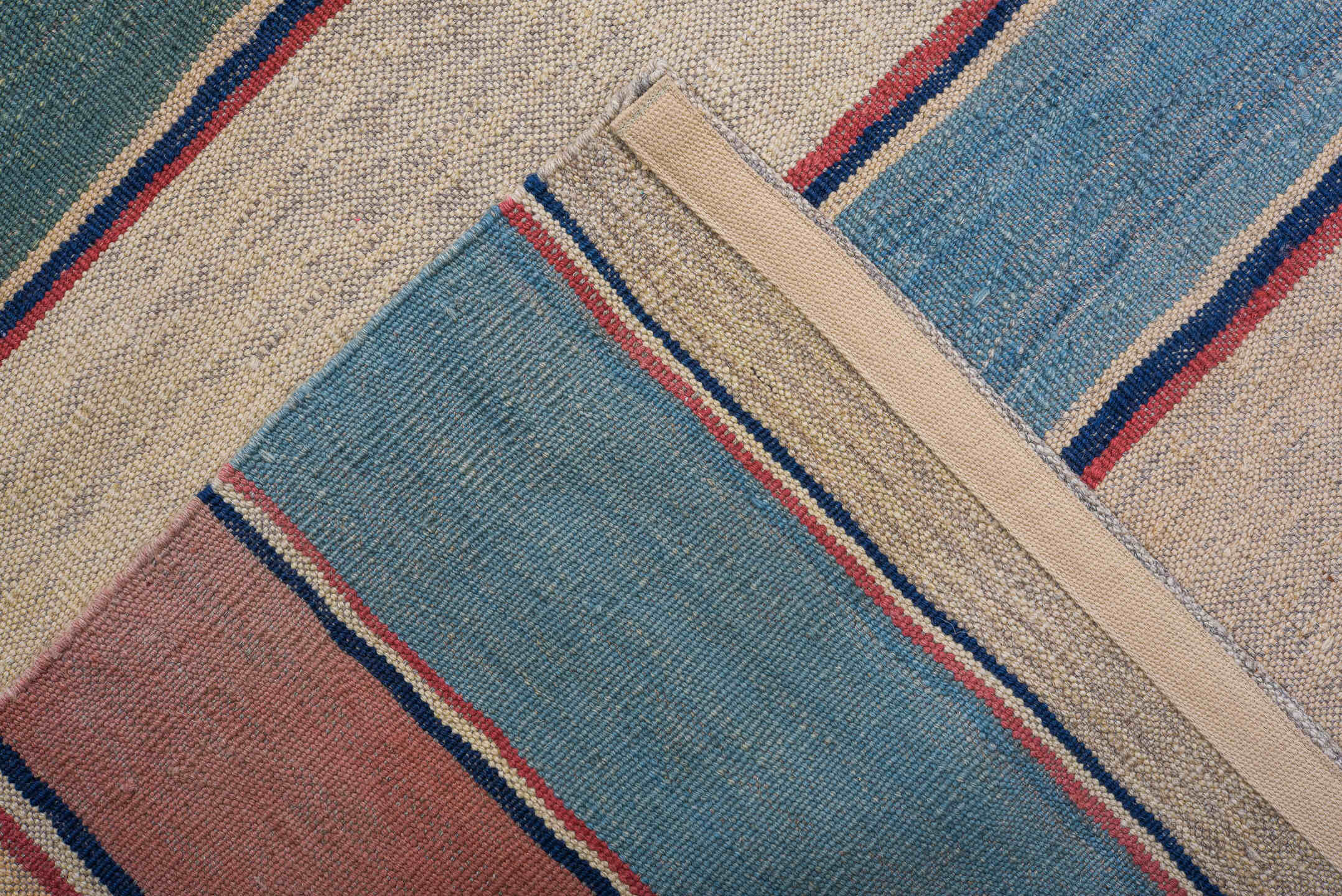8' x 11' one-of-a-kind handmade vintage Kilim large size rug. Color palette: blue, brown, dark gray, fiord, gray, light blue