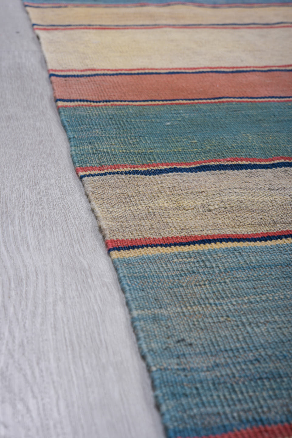 8' x 11' one-of-a-kind handmade vintage Kilim large size rug. Color palette: ivory, sky blue, rose, teal, navy, gray