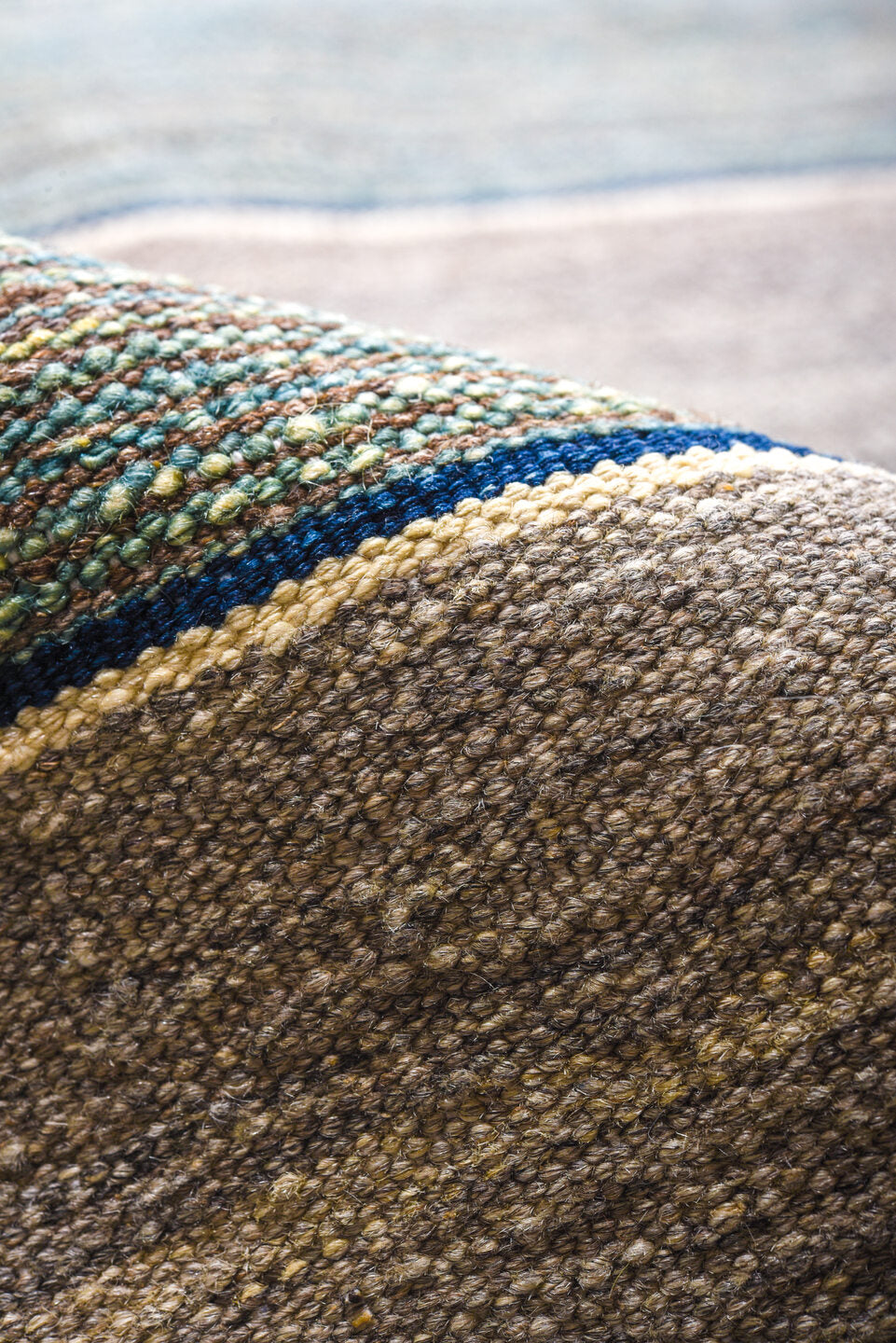 8' x 11' one-of-a-kind handmade vintage Kilim large size rug. Color palette: blue, dark gray, dim gray, gray, light blue