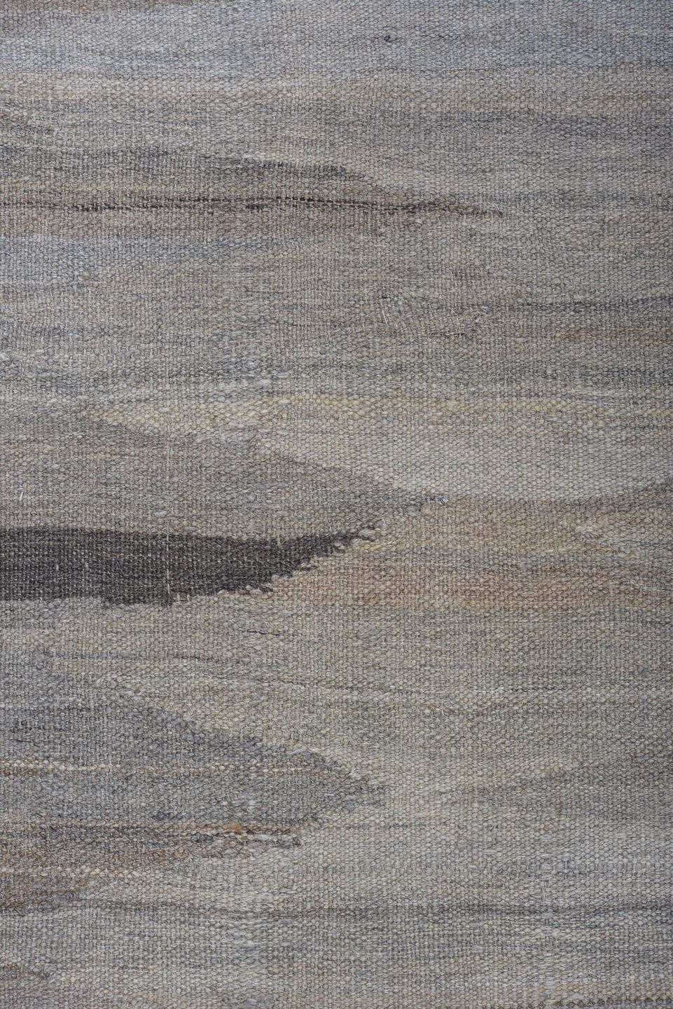 8' x 12' one-of-a-kind handmade vintage Kilim large size rug. Color palette: gray, ivory, taupe, charcoal, greige, beige