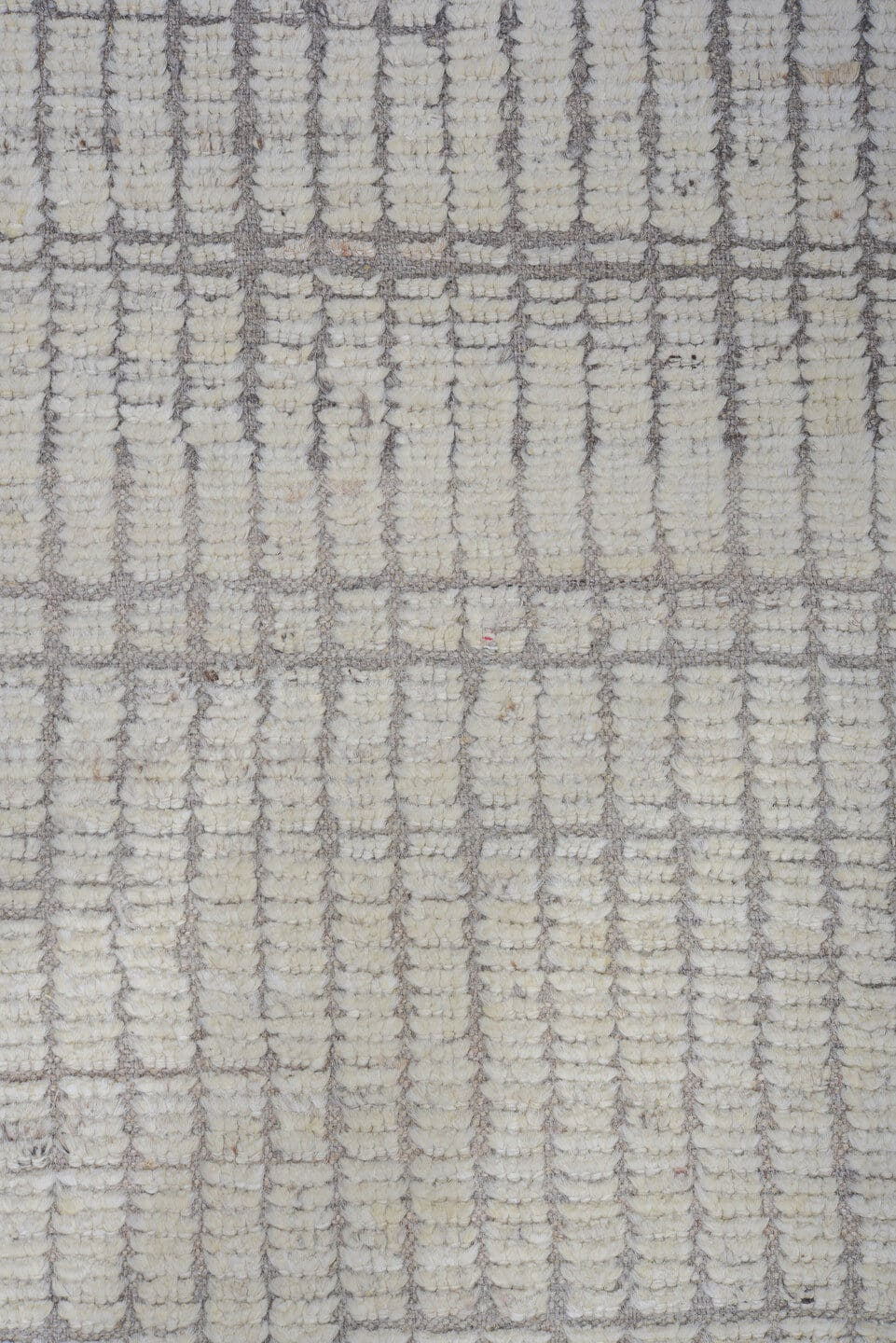 12' x 15' one-of-a-kind handmade vintage Tulu oversize rug. Color palette: ivory, light gray, taupe, beige, gray