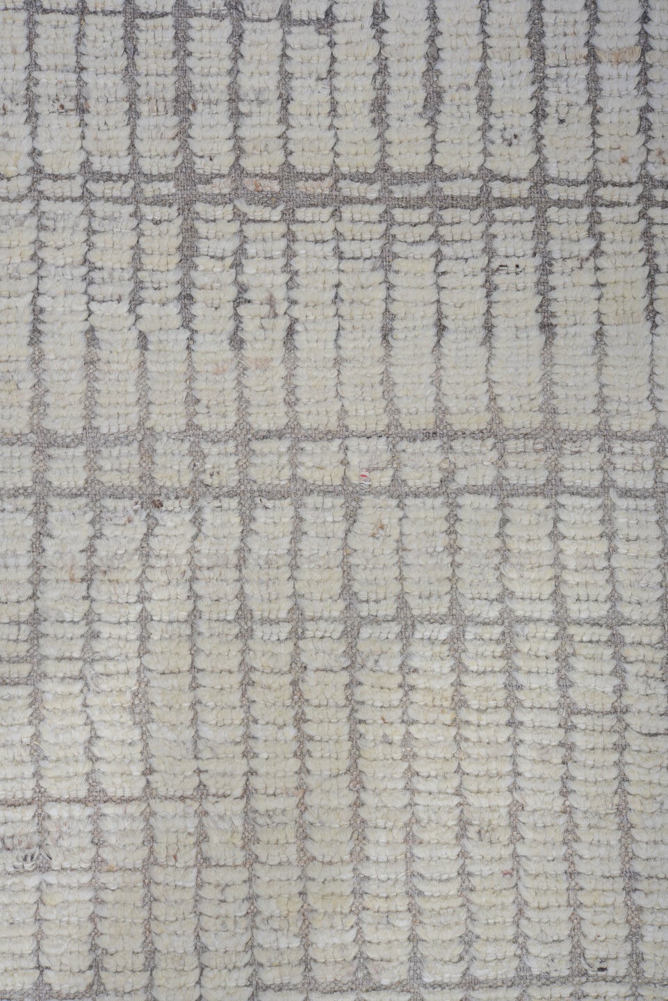 12' x 15' one-of-a-kind handmade vintage Tulu oversize rug. Color palette: ivory, light gray, taupe, beige, gray