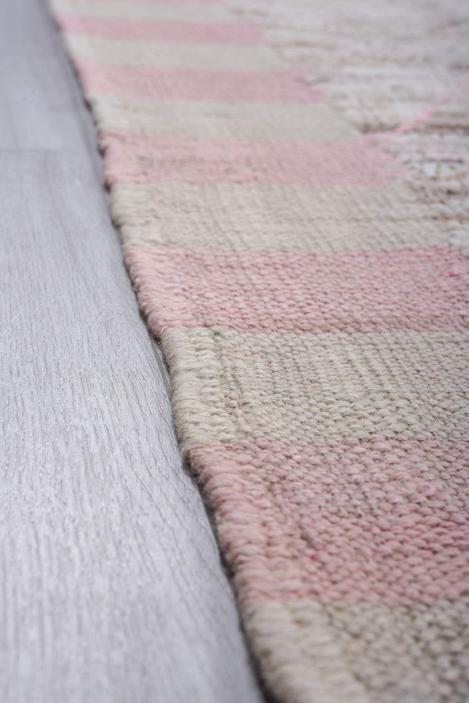 9' x 11' one-of-a-kind handmade vintage Tulu large size rug. Color palette: ivory, taupe, blush, gray, beige, pink