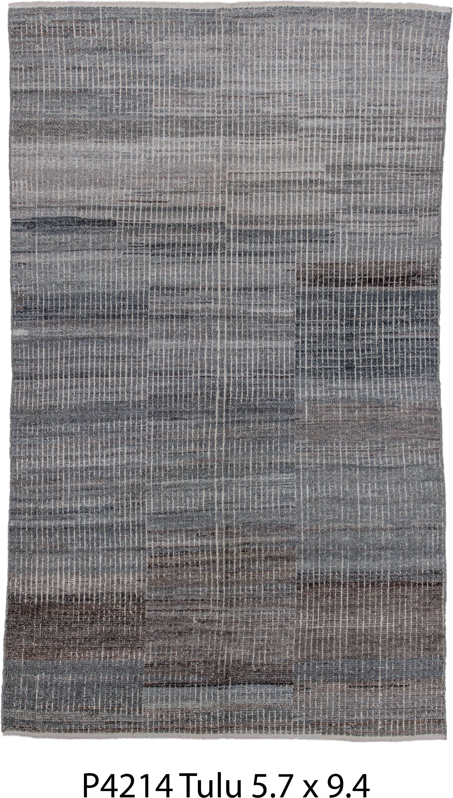 5' x 9' one-of-a-kind handmade vintage Tulu medium size rug. Color palette: gray, charcoal, taupe, ivory, greige, brown