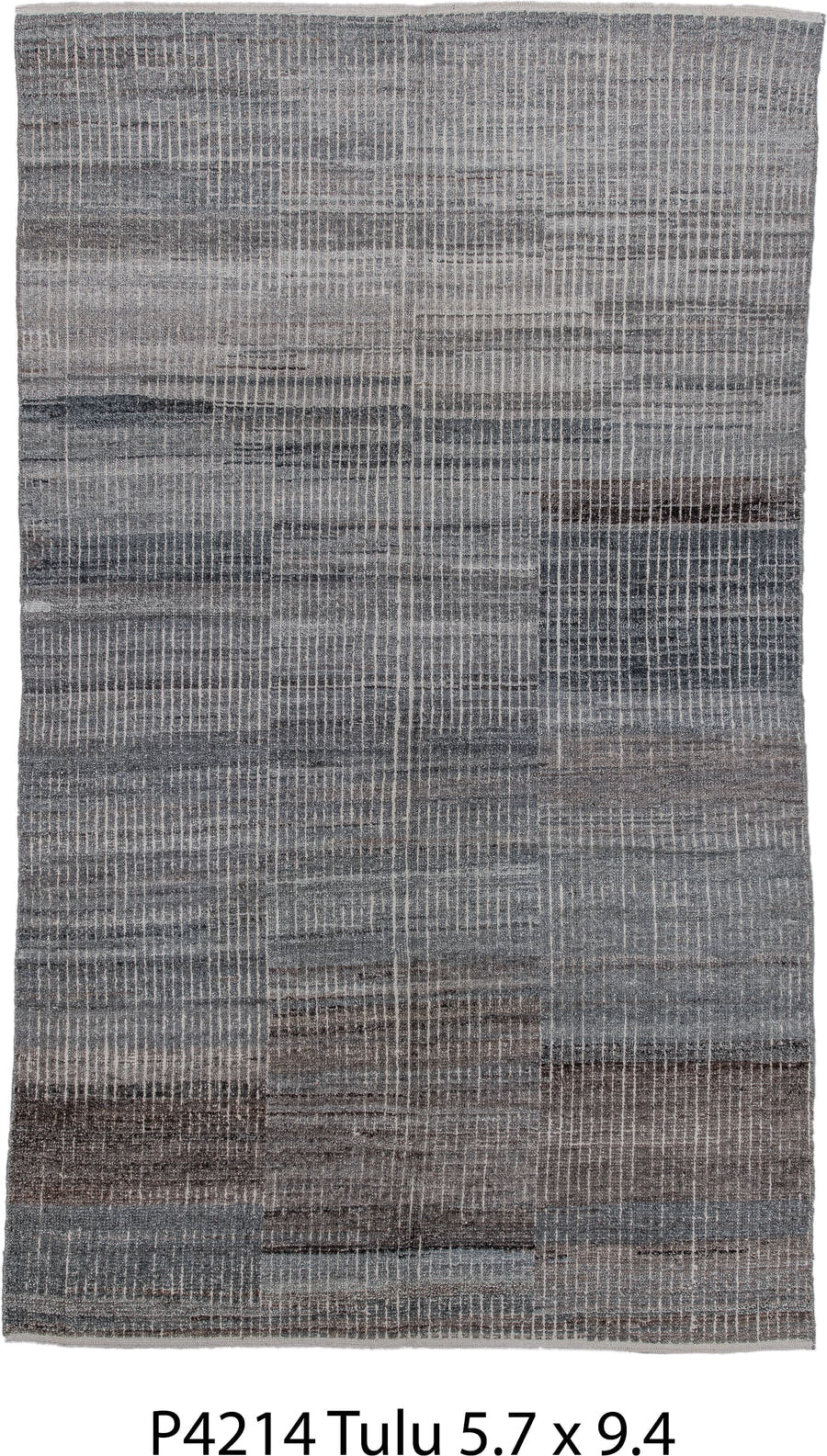 5' x 9' one-of-a-kind handmade vintage Tulu medium size rug. Color palette: gray, charcoal, taupe, ivory, greige, brown