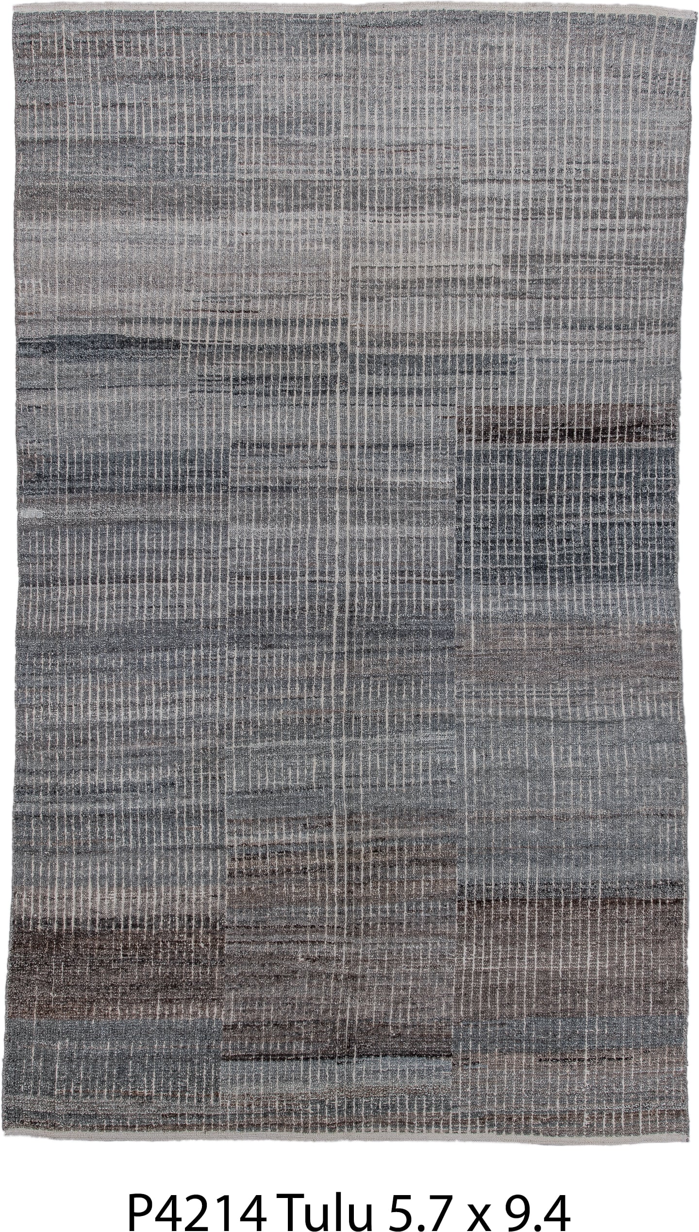 5' x 9' one-of-a-kind handmade vintage Tulu medium size rug. Color palette: gray, charcoal, taupe, ivory, greige, brown