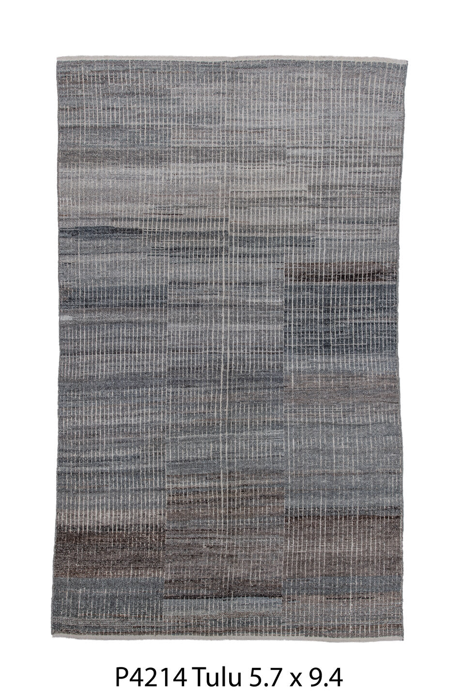 5' x 9' one-of-a-kind handmade vintage Tulu medium size rug. Color palette: black, blue, charcoal, dark gray, dim gray