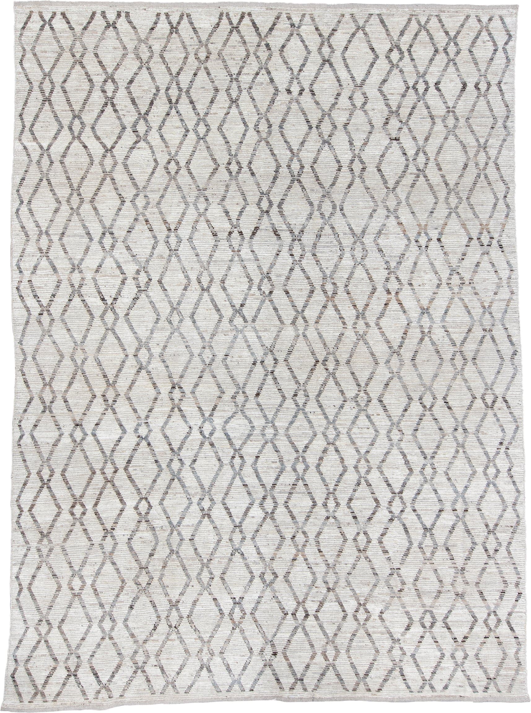 5' x 9' one-of-a-kind handmade vintage Tulu medium size rug. Color palette: ivory, gray, taupe, beige