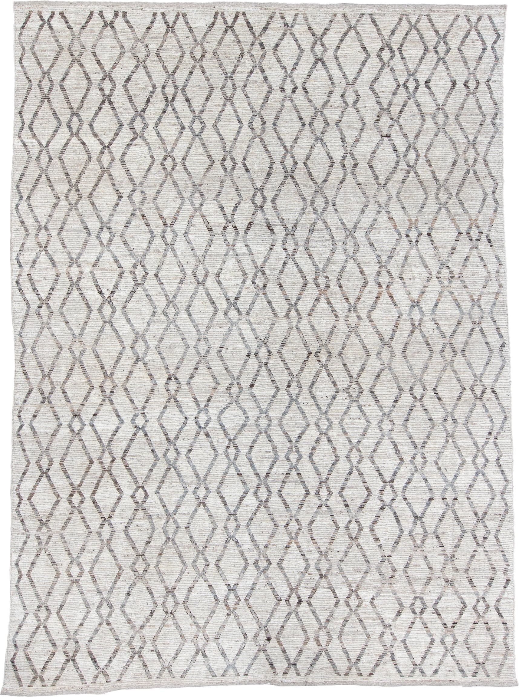 5' x 9' one-of-a-kind handmade vintage Tulu medium size rug. Color palette: ivory, gray, taupe, beige