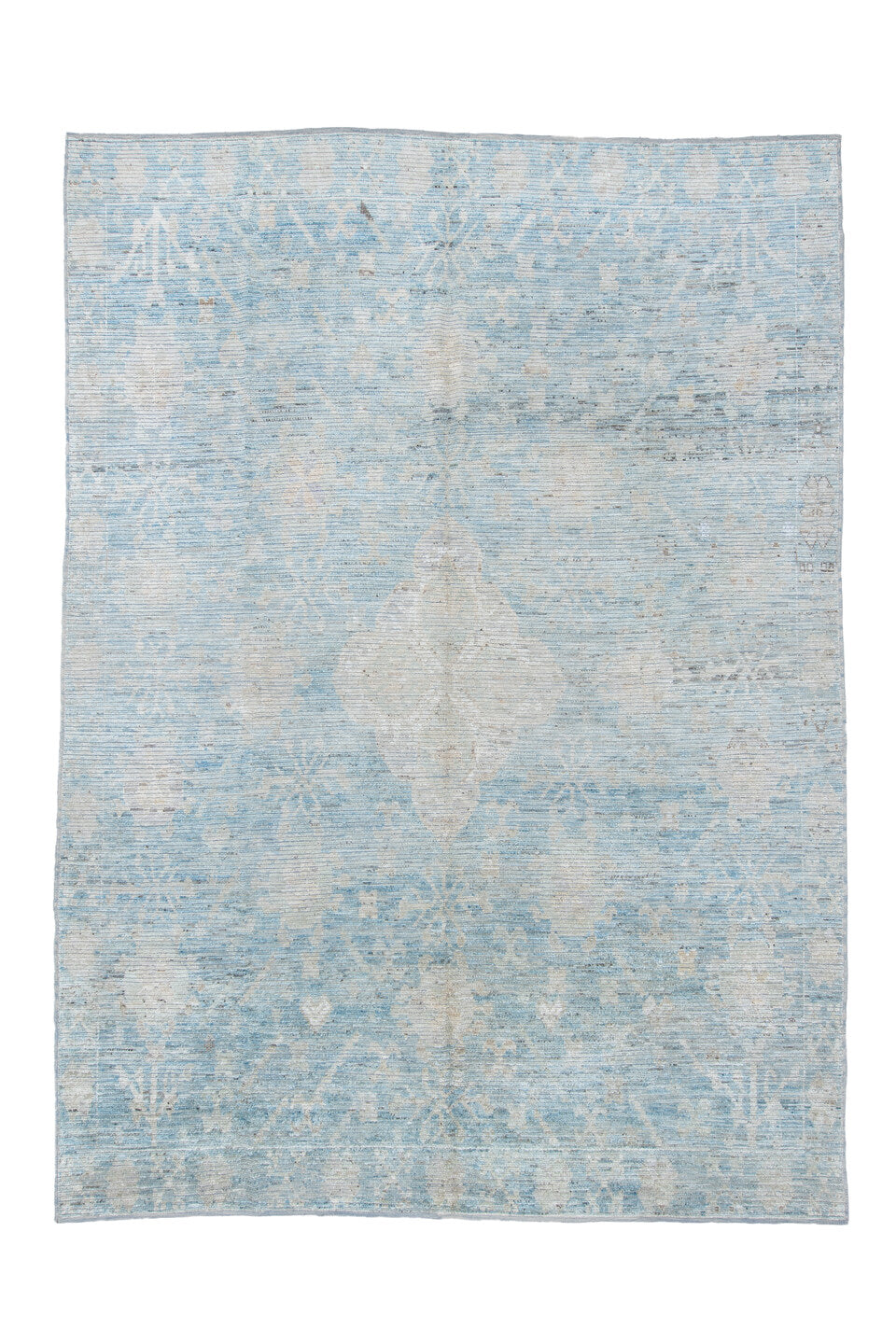 9' x 12' one-of-a-kind handmade vintage Tulu large size rug. Color palette: black, charcoal, dim gray, gray, light blue