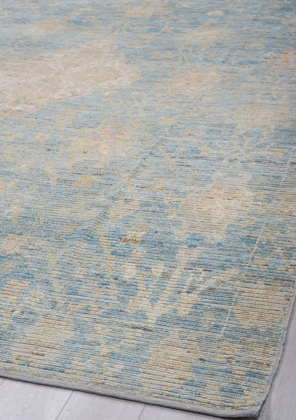 9' x 12' one-of-a-kind handmade vintage Tulu large size rug. Color palette: black, charcoal, dim gray, gray, light blue