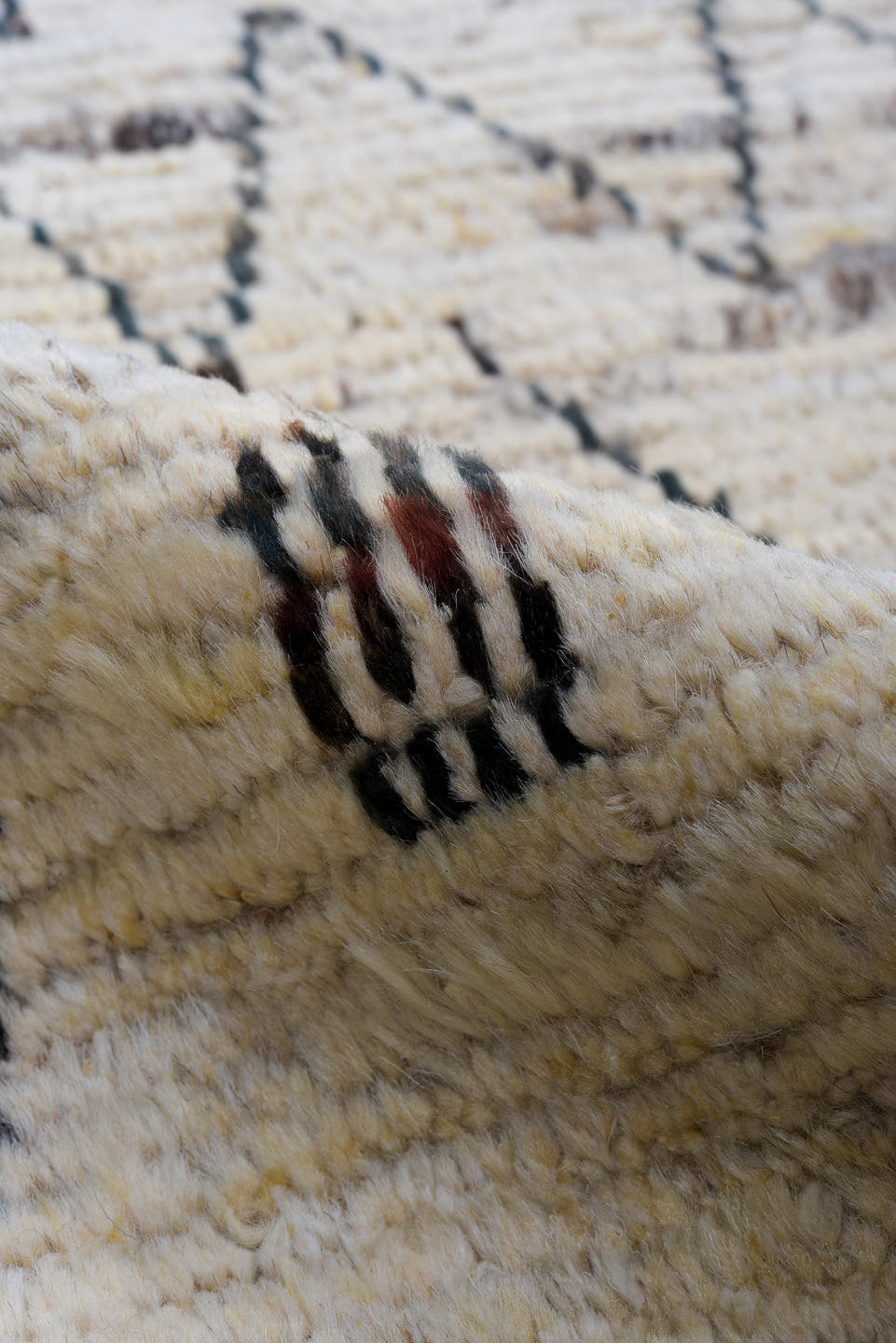 2' x 11' one-of-a-kind handmade vintage Tulu runner rug. Color palette: ivory, charcoal, black, cream, taupe, gray, beige