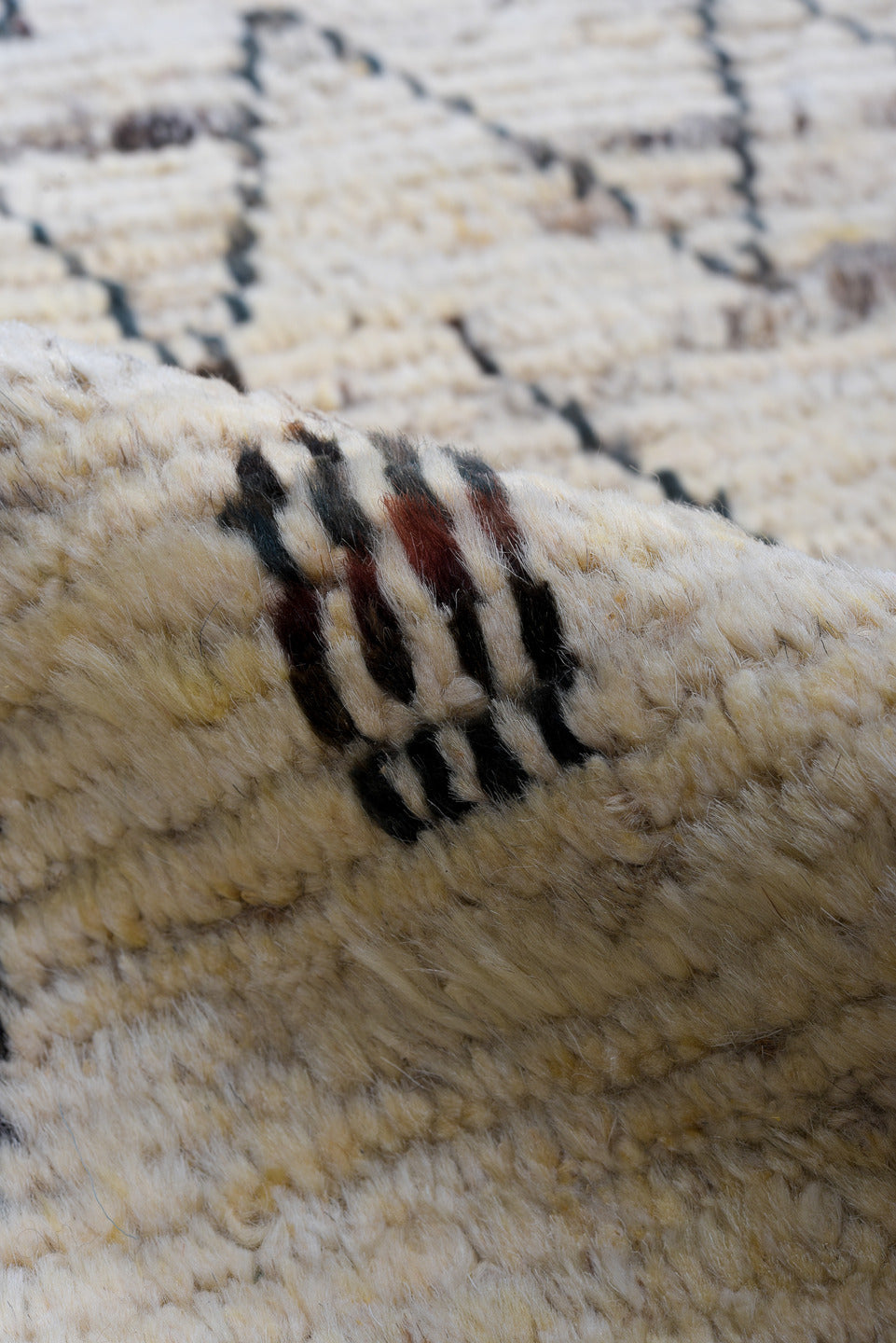 2' x 11' one-of-a-kind handmade vintage Tulu runner rug. Color palette: ivory, charcoal, black, cream, taupe, gray, beige
