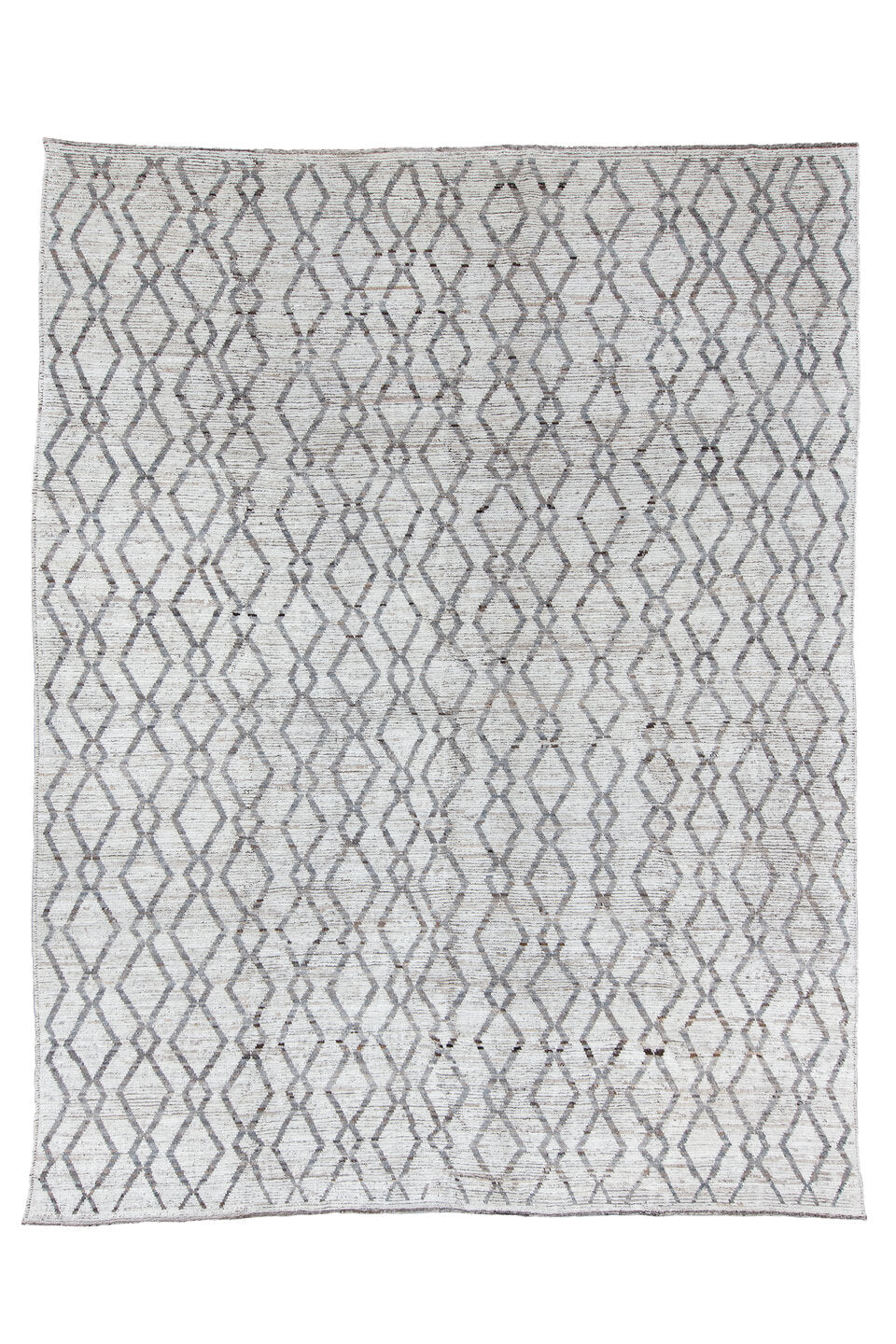 10' x 13' one-of-a-kind handmade vintage Tulu large size rug. Color palette: dark gray, dim gray, gainsboro, gray