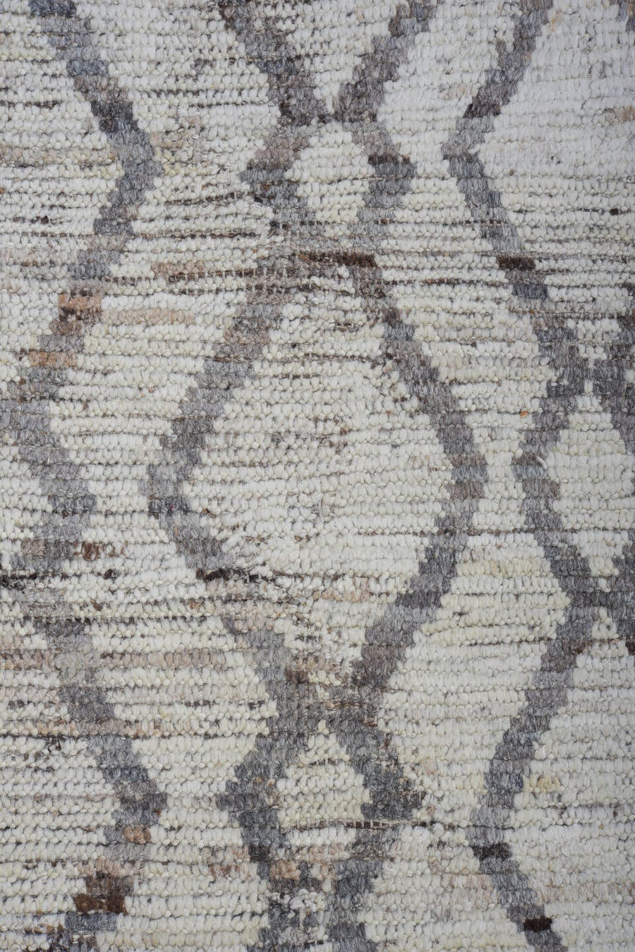 10' x 13' one-of-a-kind handmade vintage Tulu large size rug. Color palette: ivory, gray, taupe, charcoal, beige, black