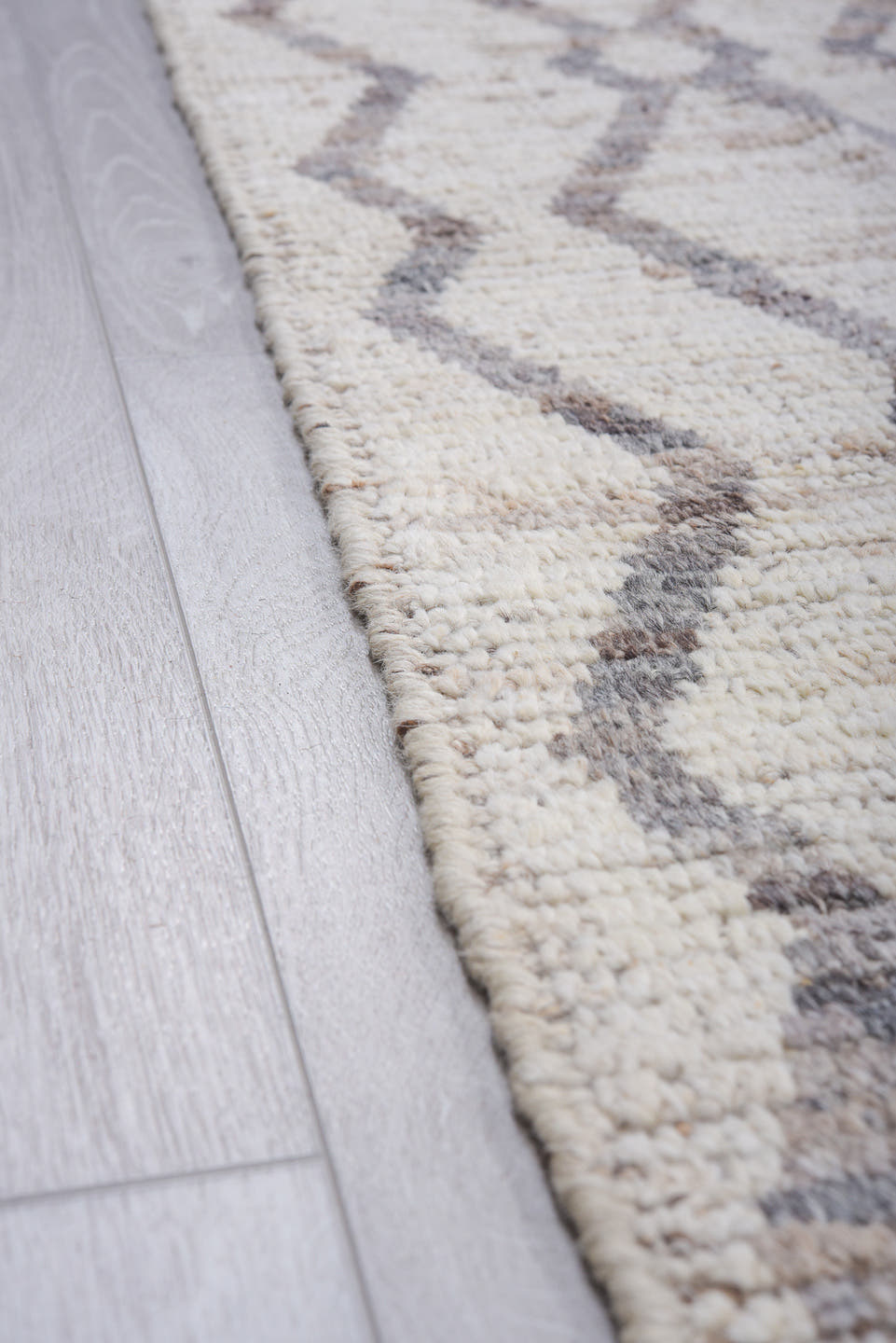 10' x 13' one-of-a-kind handmade vintage Tulu large size rug. Color palette: ivory, gray, taupe, charcoal, beige, black