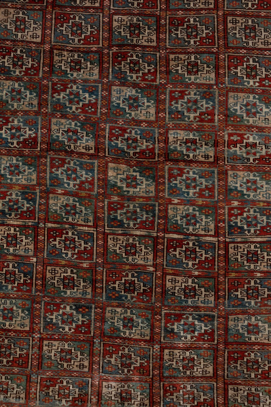 3' x 11' one-of-a-kind handmade vintage Bokara runner rug. Color palette: rust, ivory, blue gray, charcoal, taupe, burgundy