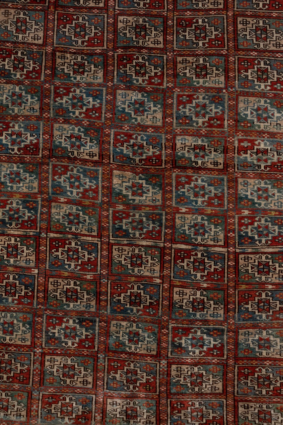 3' x 11' one-of-a-kind handmade vintage Bokara runner rug. Color palette: rust, ivory, blue gray, charcoal, taupe, burgundy