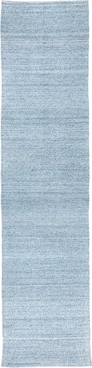 3' x 12' one-of-a-kind handmade vintage Kilim runner rug. Color palette: sky blue, powder blue, ice blue, light blue
