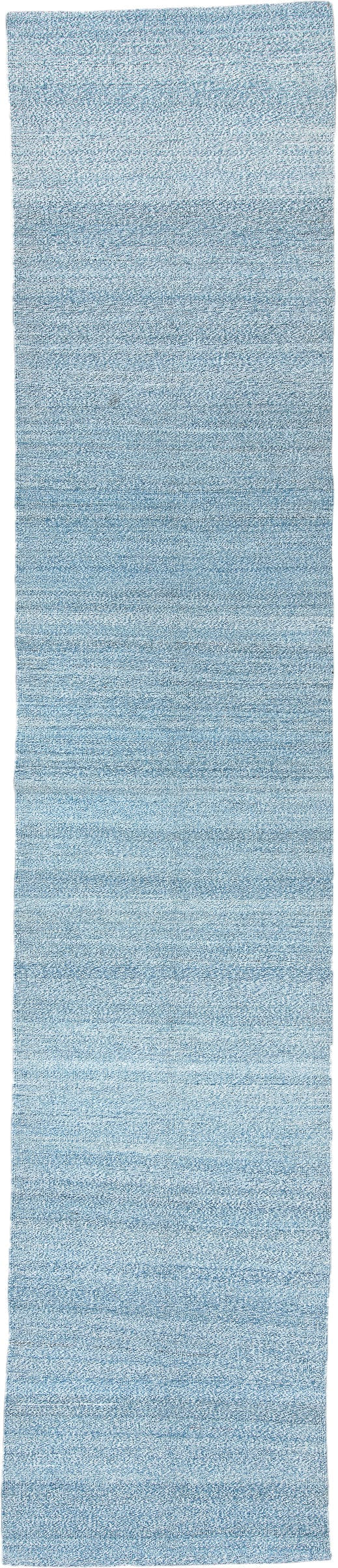 3' x 9' one-of-a-kind handmade vintage Kilim runner rug. Color palette: sky blue, ivory, powder blue, light blue