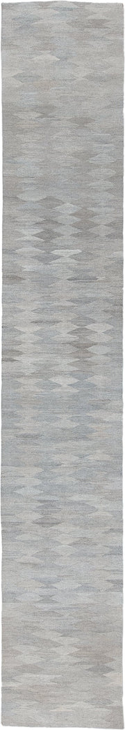 2' x 16' one-of-a-kind handmade vintage Kilim runner rug. Color palette: ivory, light gray, taupe, greige, beige, gray