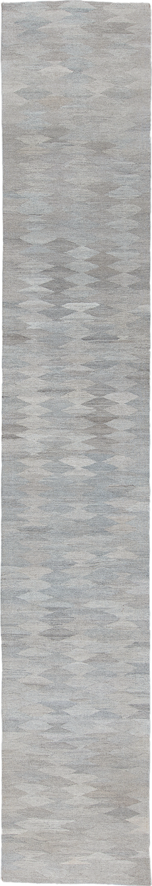 2' x 16' one-of-a-kind handmade vintage Kilim runner rug. Color palette: ivory, light gray, taupe, greige, beige, gray