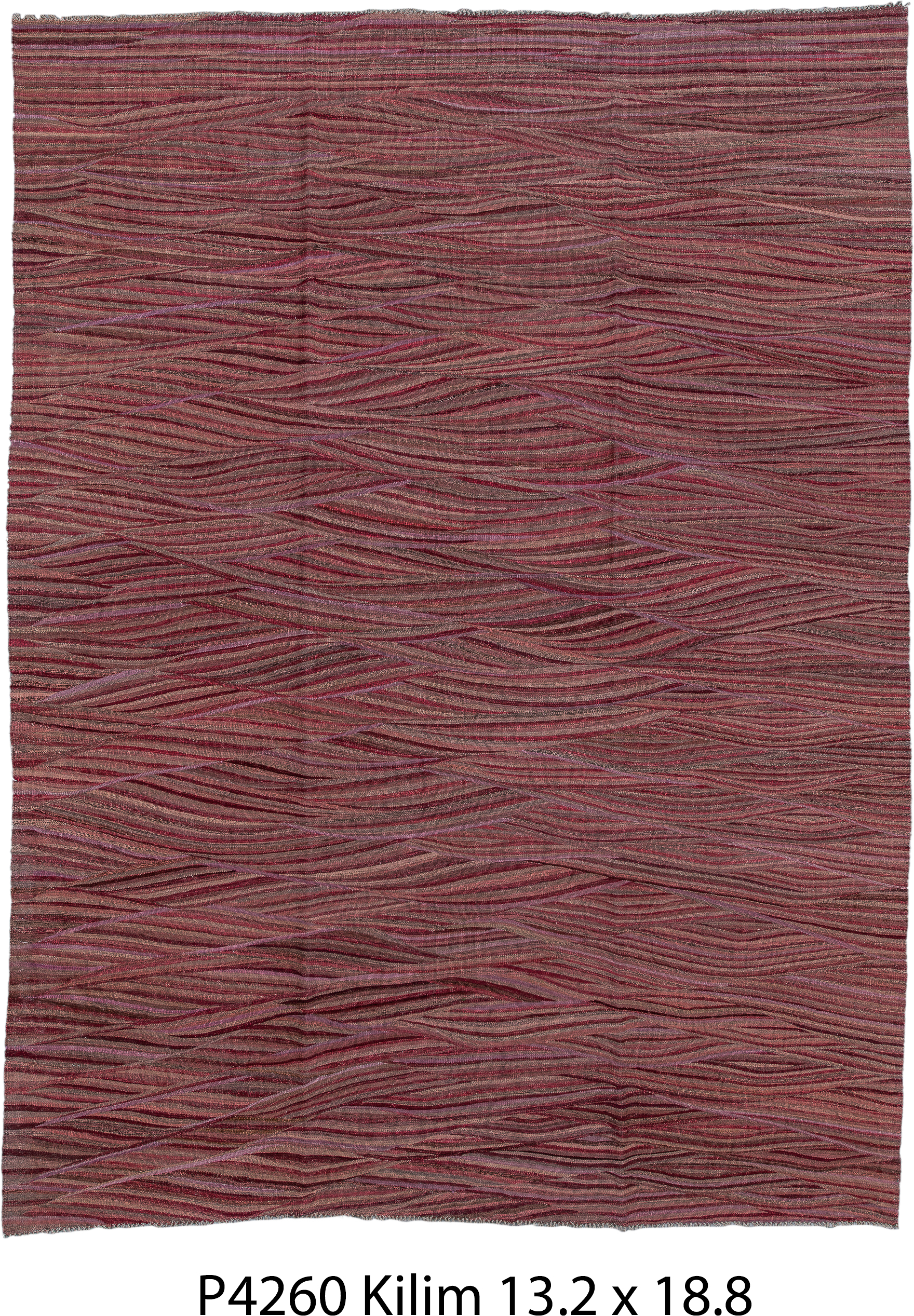 8' x 11' one-of-a-kind handmade vintage Kilim large size rug. Color palette: rose, burgundy, mauve, taupe, dusty pink, plum