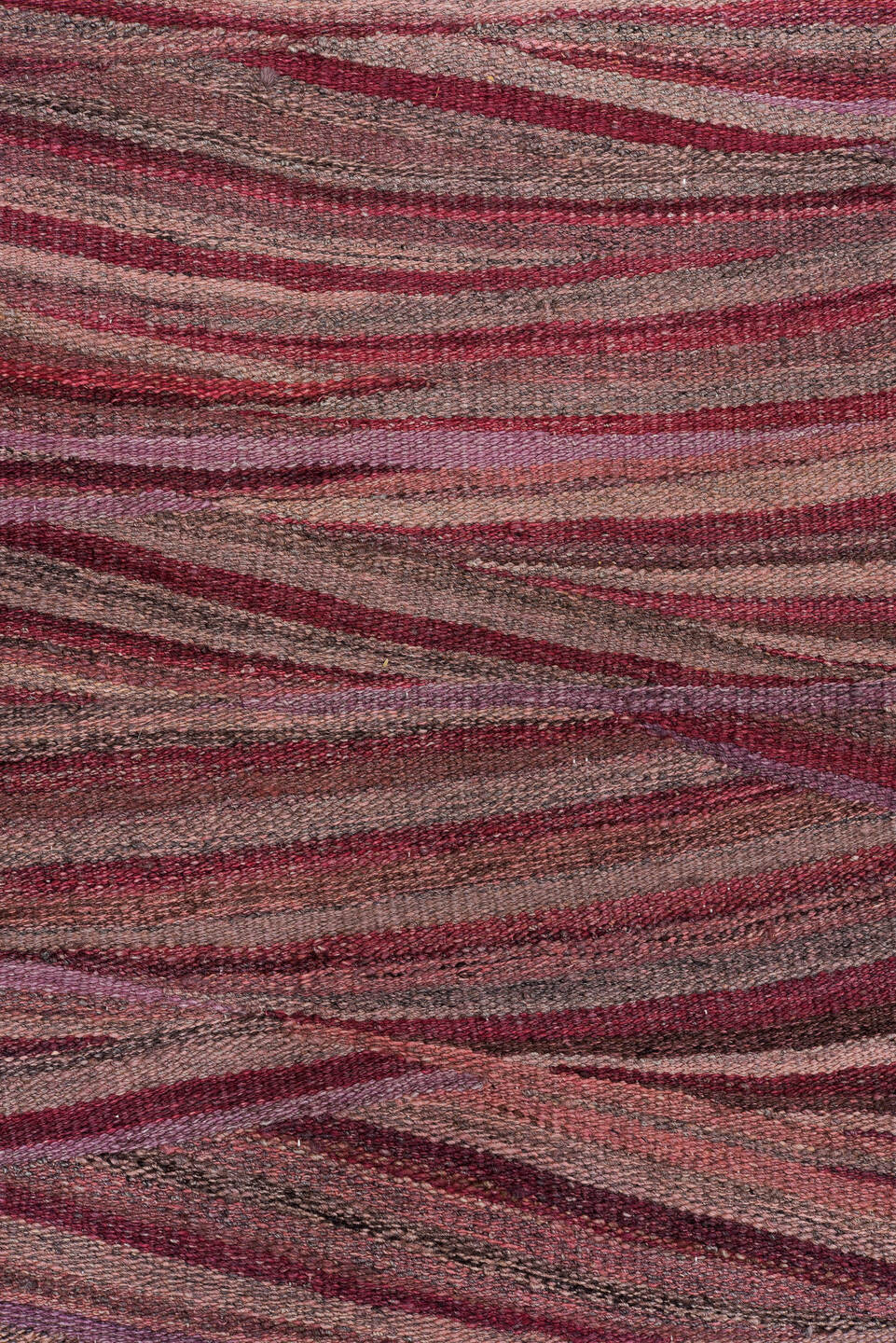 8' x 11' one-of-a-kind handmade vintage Kilim large size rug. Color palette: brown, gray, pink, red