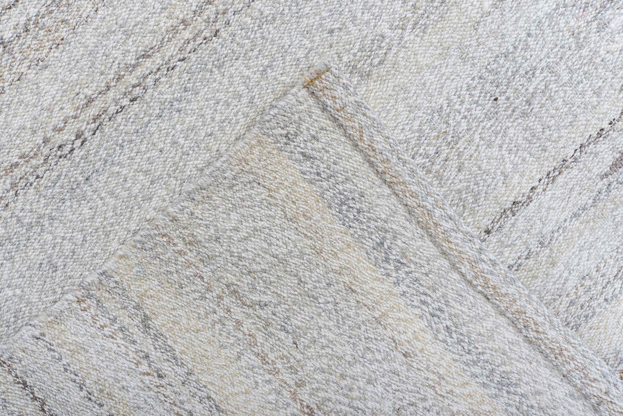 8' x 11' one-of-a-kind handmade vintage Kilim large size rug. Color palette: light gray, ivory, charcoal, beige, taupe, gray
