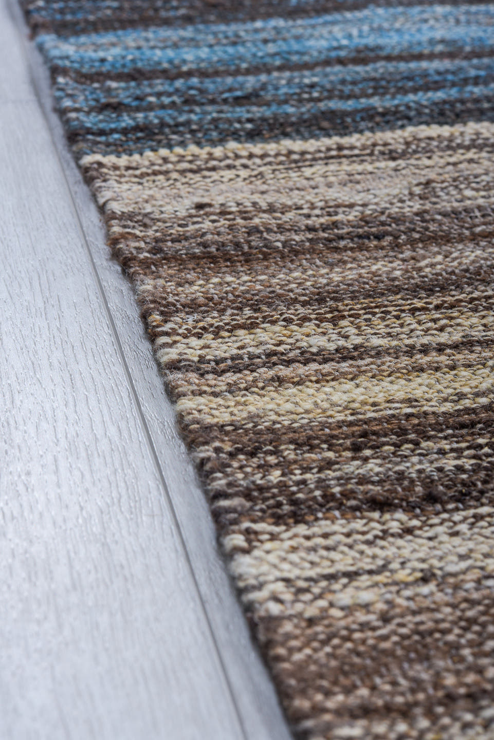 9' x 11' one-of-a-kind handmade vintage Kilim large size rug. Color palette: taupe, brown, denim, ivory, charcoal, slate