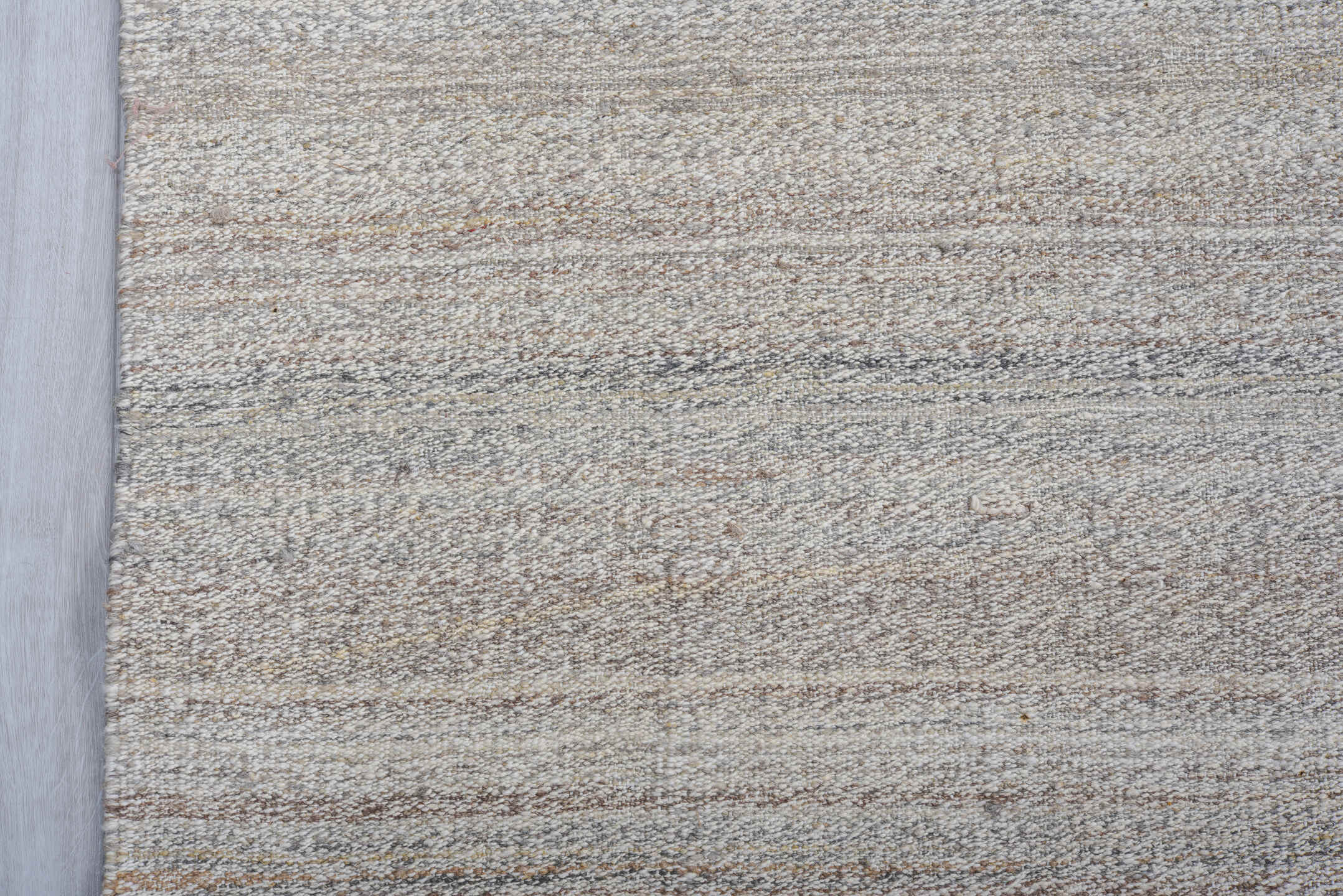 9' x 12' one-of-a-kind handmade vintage Kilim large size rug. Color palette: ivory, light gray, cream, taupe, beige, gray