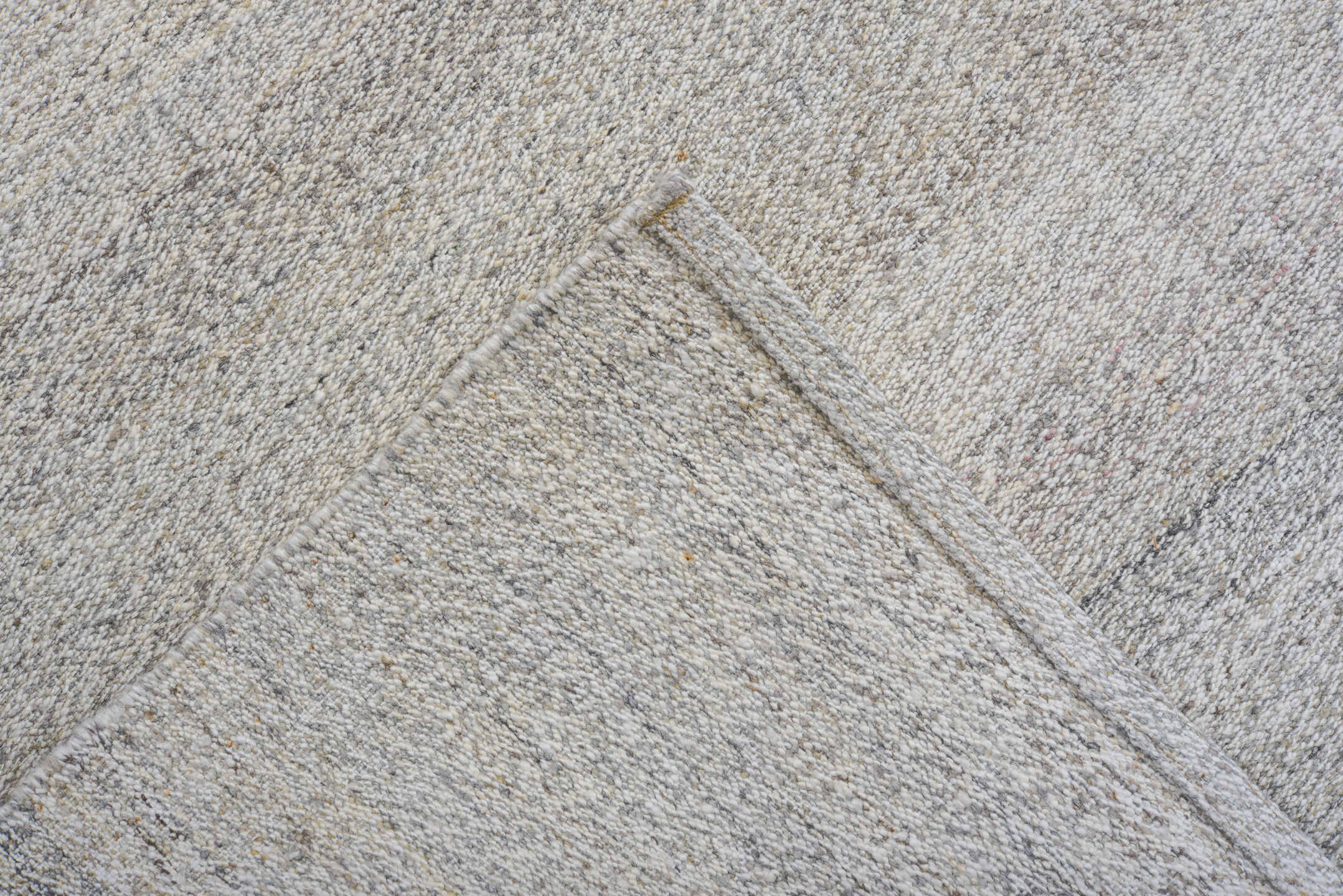 9' x 12' one-of-a-kind handmade vintage Kilim large size rug. Color palette: ivory, light gray, cream, taupe, beige, gray