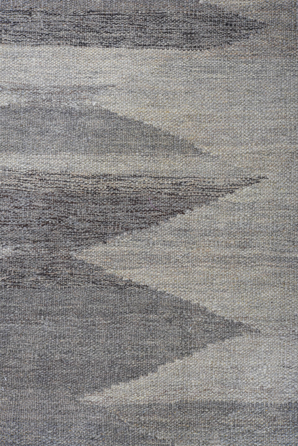 9' x 12' one-of-a-kind handmade vintage Kilim large size rug. Color palette: black, blue, dark gray, dim gray, gray