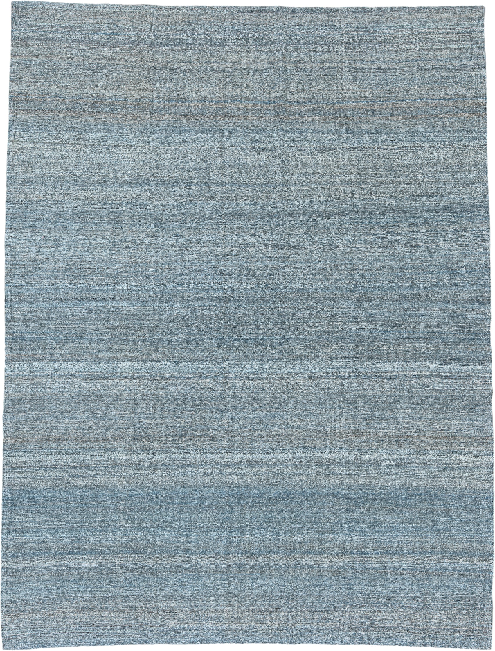 10' x 14' one-of-a-kind handmade vintage Kilim rug. Color palette: blue gray, slate, ivory, silver gray, gray, blue