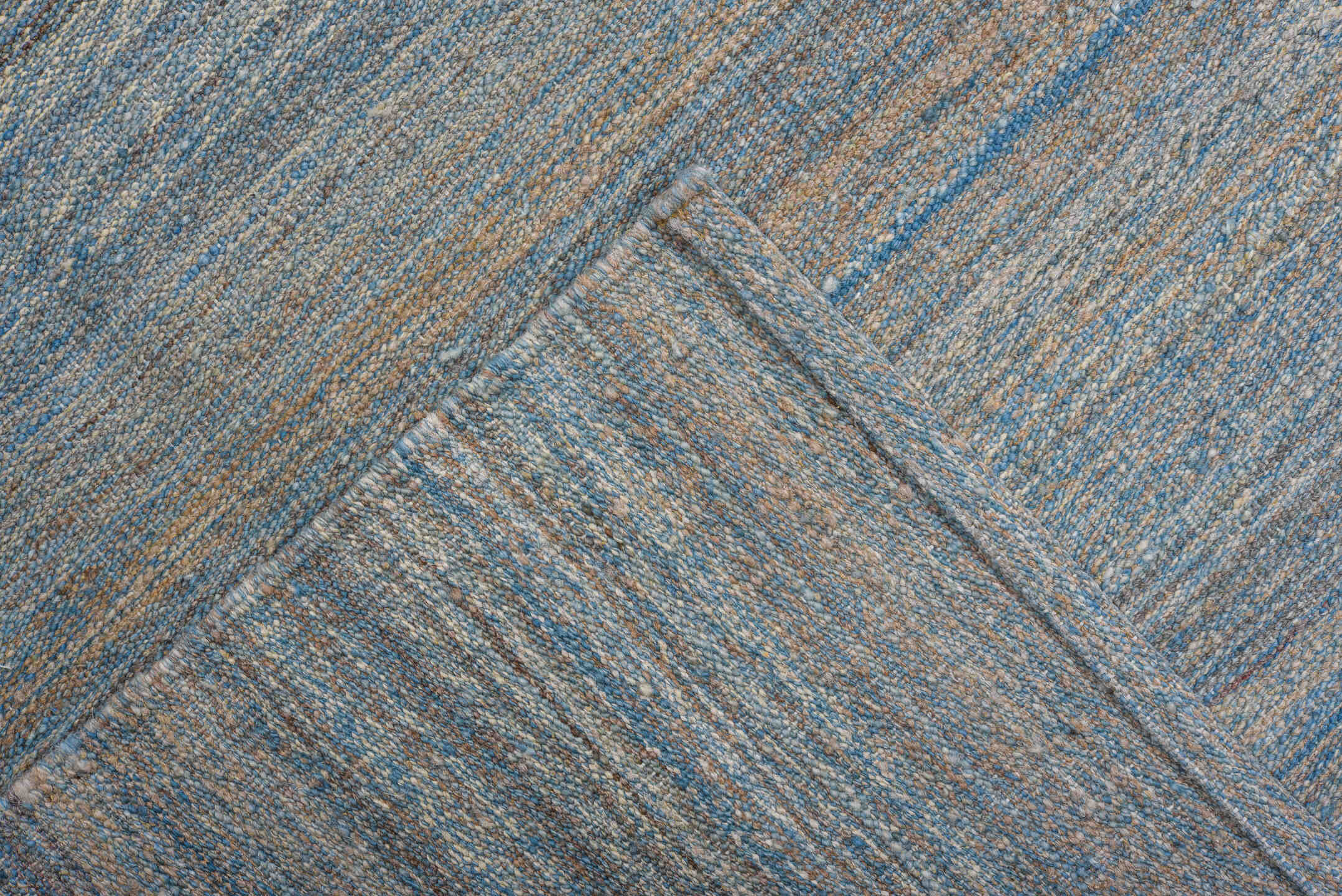 10' x 14' one-of-a-kind handmade vintage Kilim rug. Color palette: blue gray, slate, ivory, silver gray, gray, blue