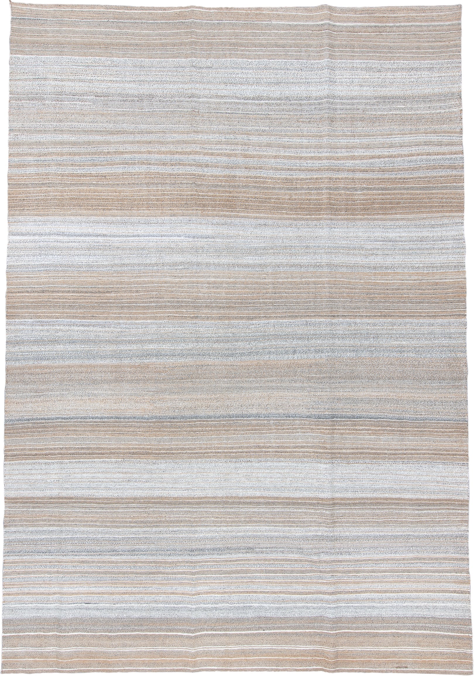 9' x 12' one-of-a-kind handmade vintage Kilim large size rug. Color palette: ivory, beige, taupe, light_gray, cream, gray