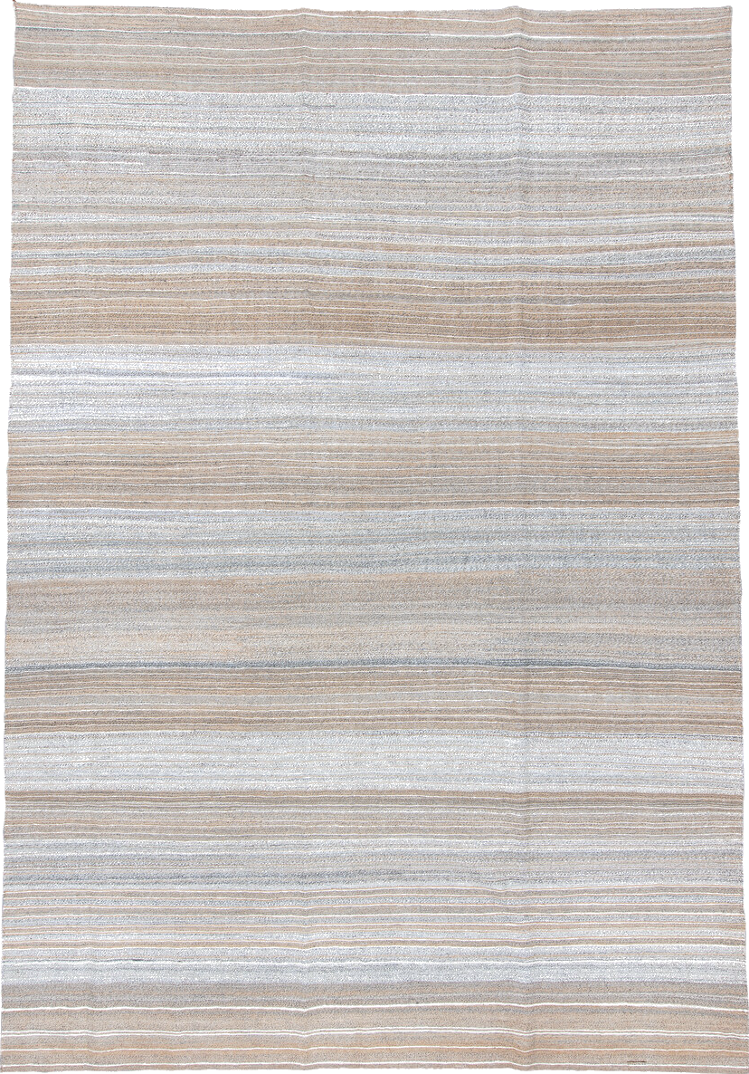 9' x 12' one-of-a-kind handmade vintage Kilim large size rug. Color palette: black, charcoal, dark gray, dim gray, gainsboro