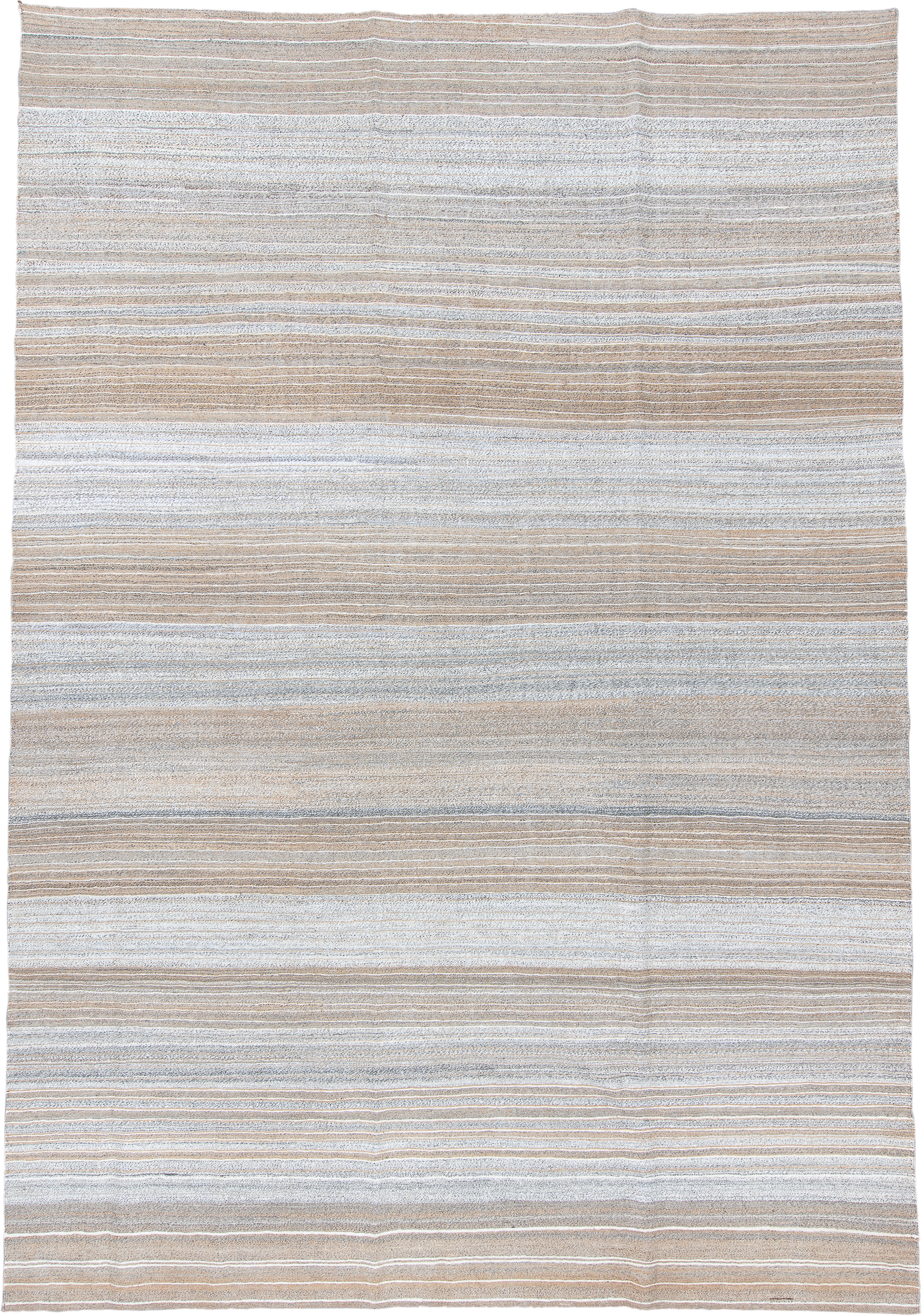 9' x 12' one-of-a-kind handmade vintage Kilim large size rug. Color palette: ivory, beige, taupe, light_gray, cream, gray