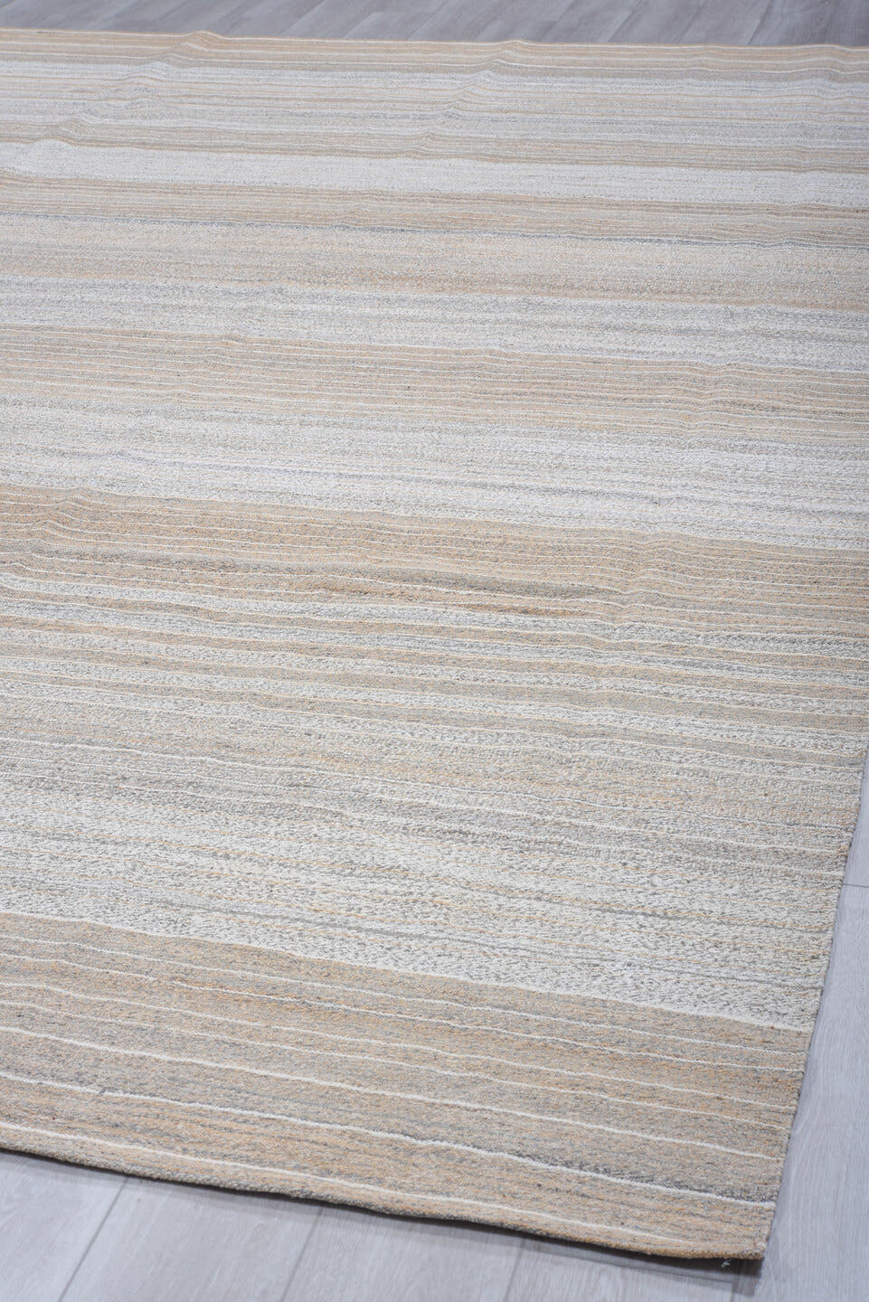 9' x 12' one-of-a-kind handmade vintage Kilim large size rug. Color palette: ivory, beige, taupe, light_gray, cream, gray